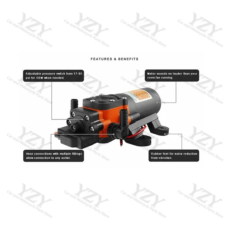 35PSI 12V Marine Water Pump Diaphragm Self Priming Pump Boat Accessories Showers Toilets Water Transfer Motor for RV Caravan
35PSI 12V Marine Water Pump Diaphragm Self Priming Pump Boat Accessories Showers Toilets Water Transfer Motor for RV Caravan