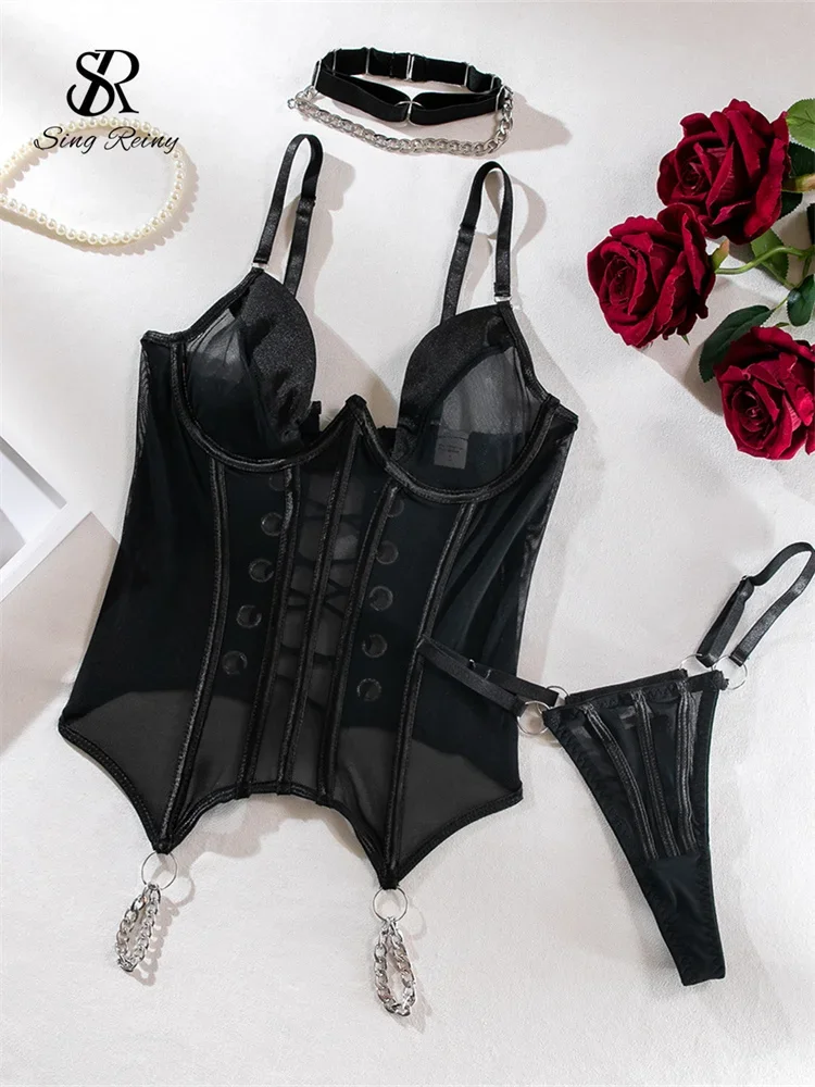 SINGREINY Sheer Sensual Corset Underwear Suits Strapless Camis Skinny Erotic Lingerie Lace Up Backless Women Sexy Bra Sets
SINGREINY Sheer Sensual Corset Underwear Suits Strapless Camis Skinny Erotic Lingerie Lace Up Backless Women Sexy Bra Sets