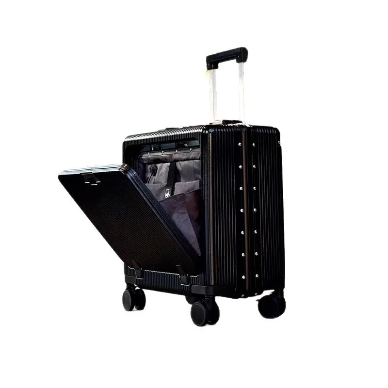 18-inch suitcase can be boarded small password box for men, front opening travel trolley case.
18-inch suitcase can be boarded small password box for men, front opening travel trolley case.