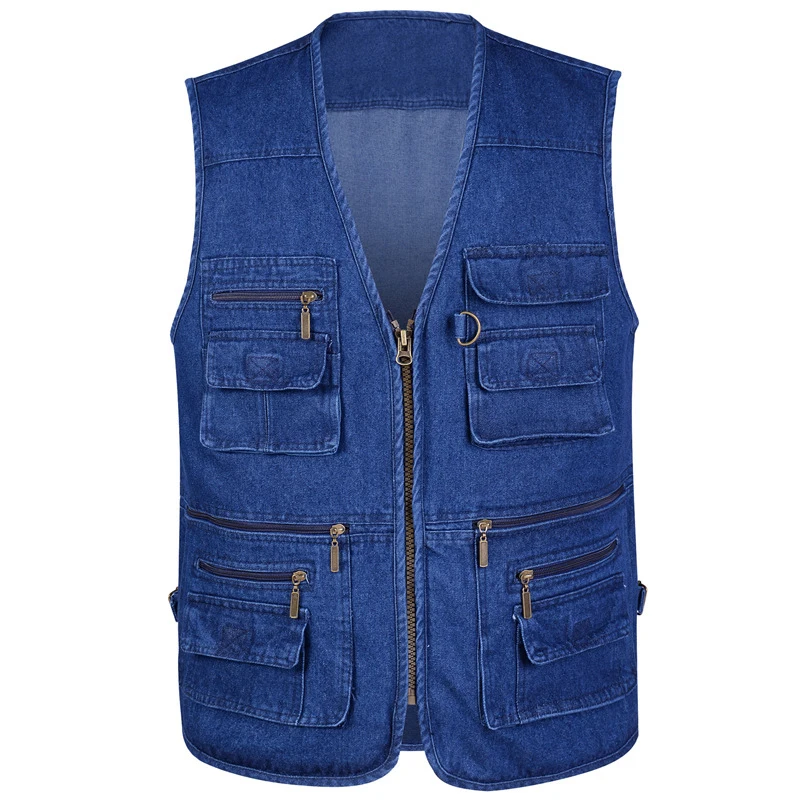 Summer Men's Denim Cargo Vest Outdoor Men Multi Pocket Zipper Sleeveless Jacket Man ishing Photography Work Utility Waistcoats
Summer Men's Denim Cargo Vest Outdoor Men Multi Pocket Zipper Sleeveless Jacket Man ishing Photography Work Utility Waistcoats