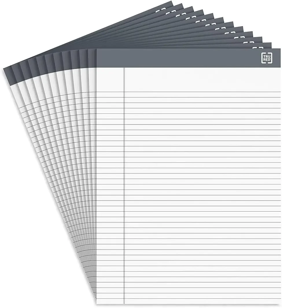 8.5"x11.75" Narrow Ruled Notepads, 50 Sheets, 12-Pack, White
8.5"x11.75" Narrow Ruled Notepads, 50 Sheets, 12-Pack, White
