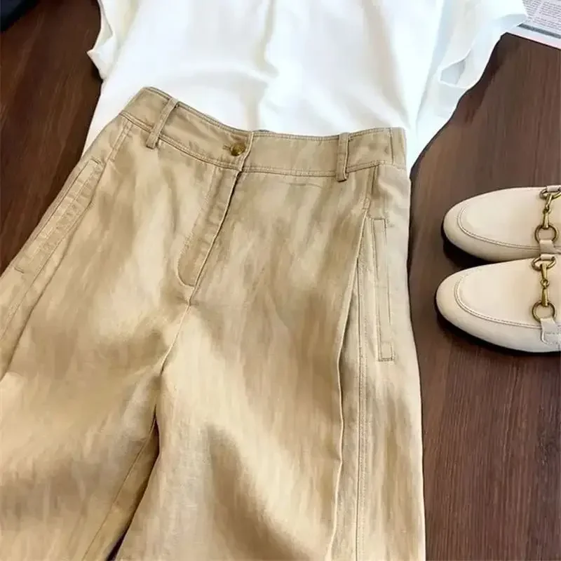 Autumn Khaki Linen Pants Women Fashion Design Loose Wide Leg Breathable Trouser Pocket Zipper Casual Pants
Autumn Khaki Linen Pants Women Fashion Design Loose Wide Leg Breathable Trouser Pocket Zipper Casual Pants