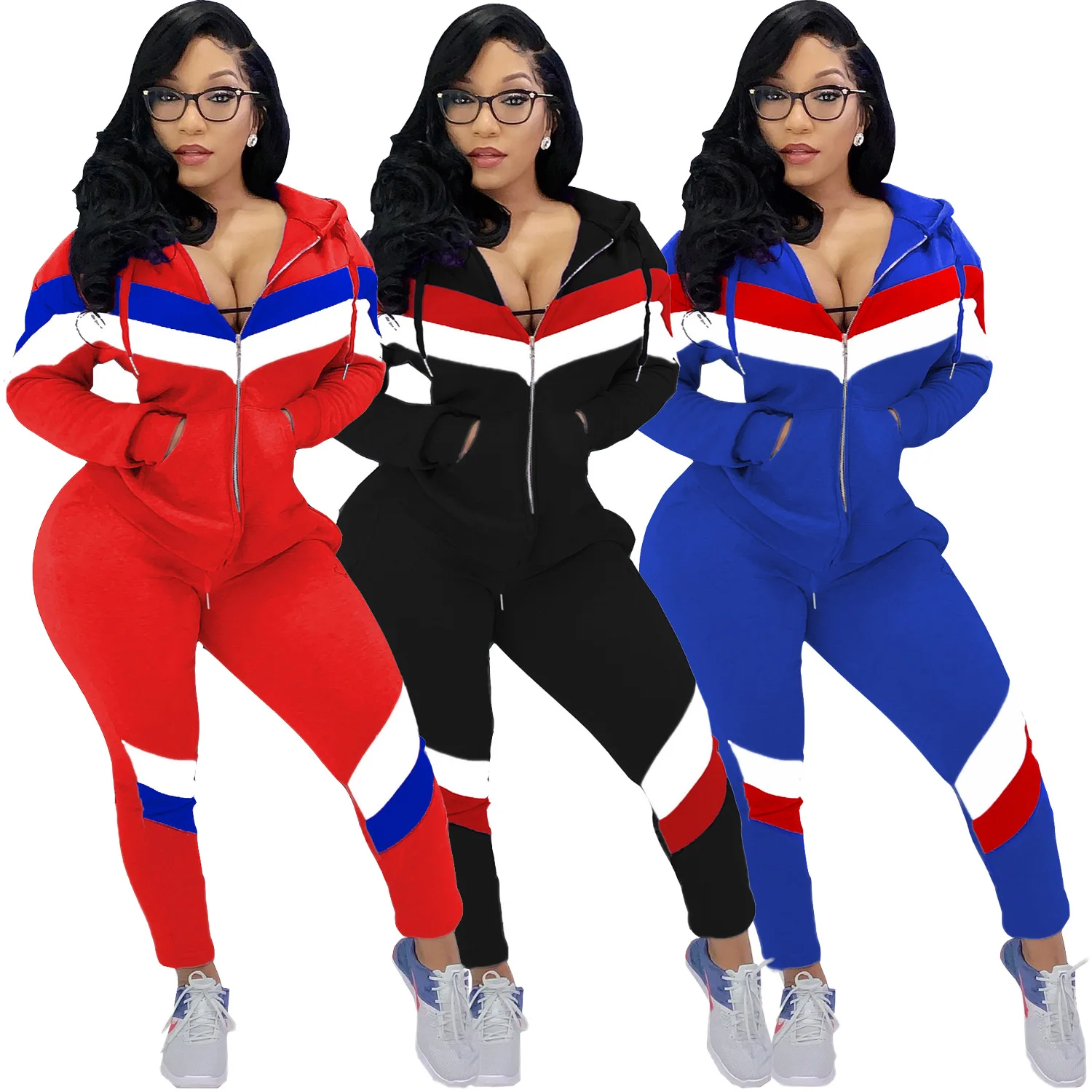 AL069 women's American street style color sports suit hooded sweater two suits sports style splicing ins spring and autumn new
AL069 women's American street style color sports suit hooded sweater two suits sports style splicing ins spring and autumn new