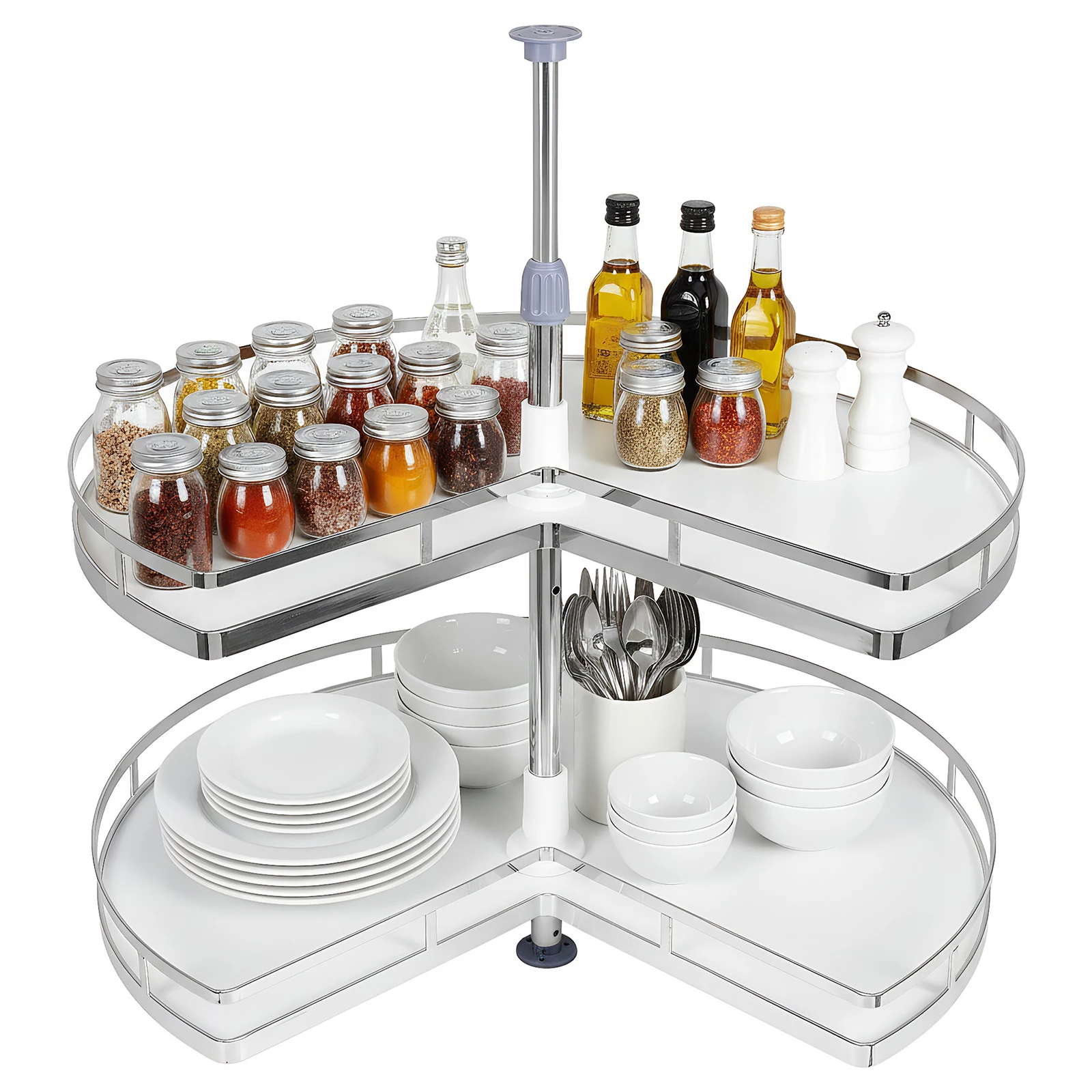 2 Tiers Lazy Susan Replacement Shelves Adjustable Height Corner Cabinet Organizer for Base Blind Shelf (Cannot Be Door-Mounted)
2 Tiers Lazy Susan Replacement Shelves Adjustable Height Corner Cabinet Organizer for Base Blind Shelf (Cannot Be Door-Mounted)