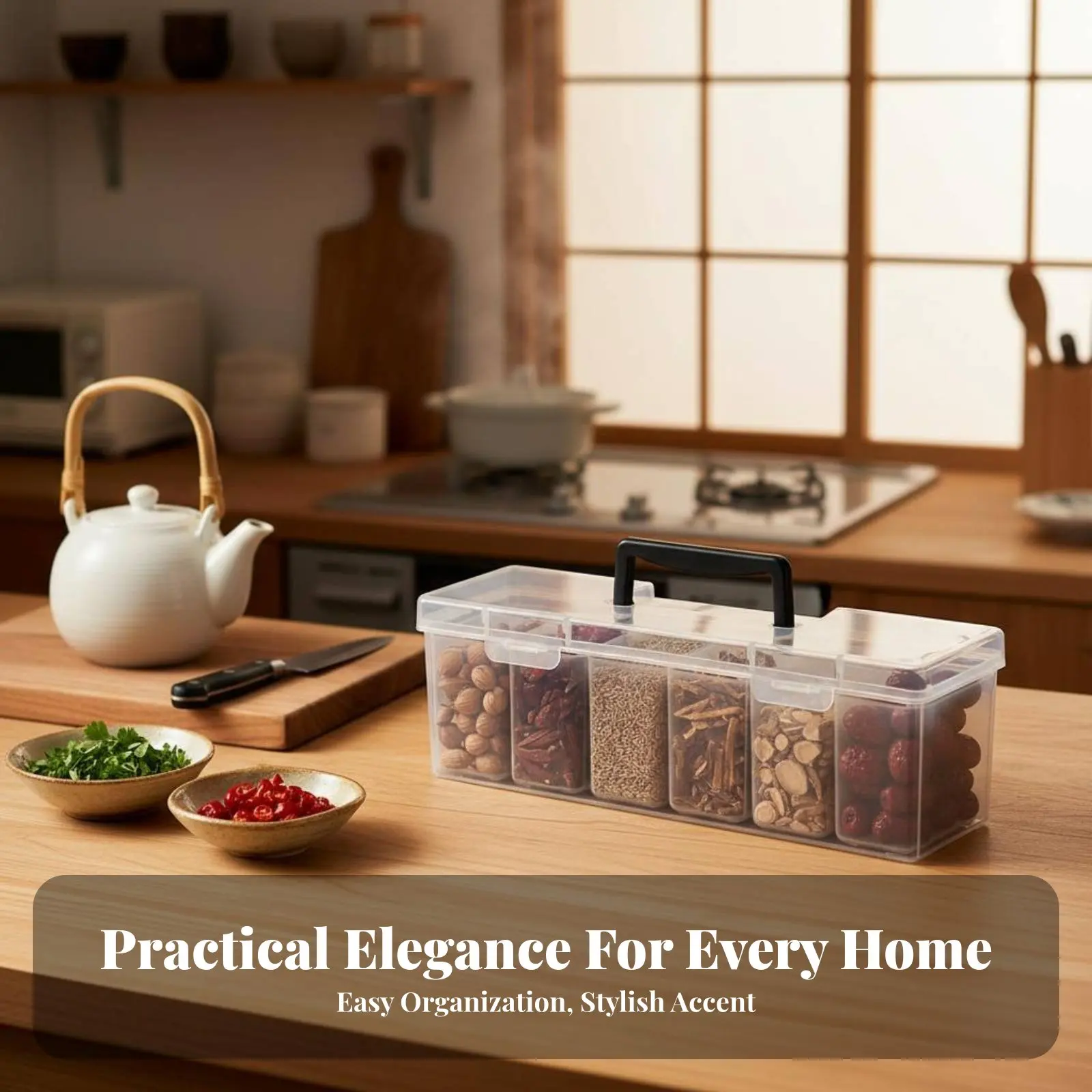 6-Compartment Seasoning Box Japanese & Design Multi-Compartment Condiment Organizer Airtight Closure Space Saving for Chefs
6-Compartment Seasoning Box Japanese & Design Multi-Compartment Condiment Organizer Airtight Closure Space Saving for Chefs
