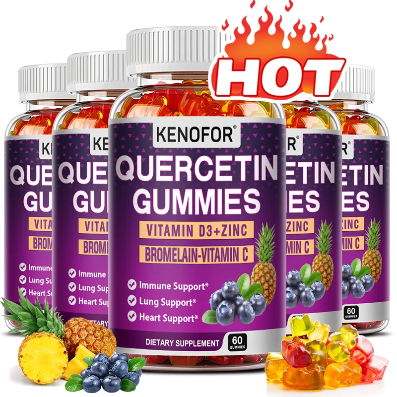 Quercetin Gummies, with Zinc, Vitamin C, Bromelain, for Skin, Joint, Immune, Heart and Respiratory Health, Antioxidant
Quercetin Gummies, with Zinc, Vitamin C, Bromelain, for Skin, Joint, Immune, Heart and Respiratory Health, Antioxidant