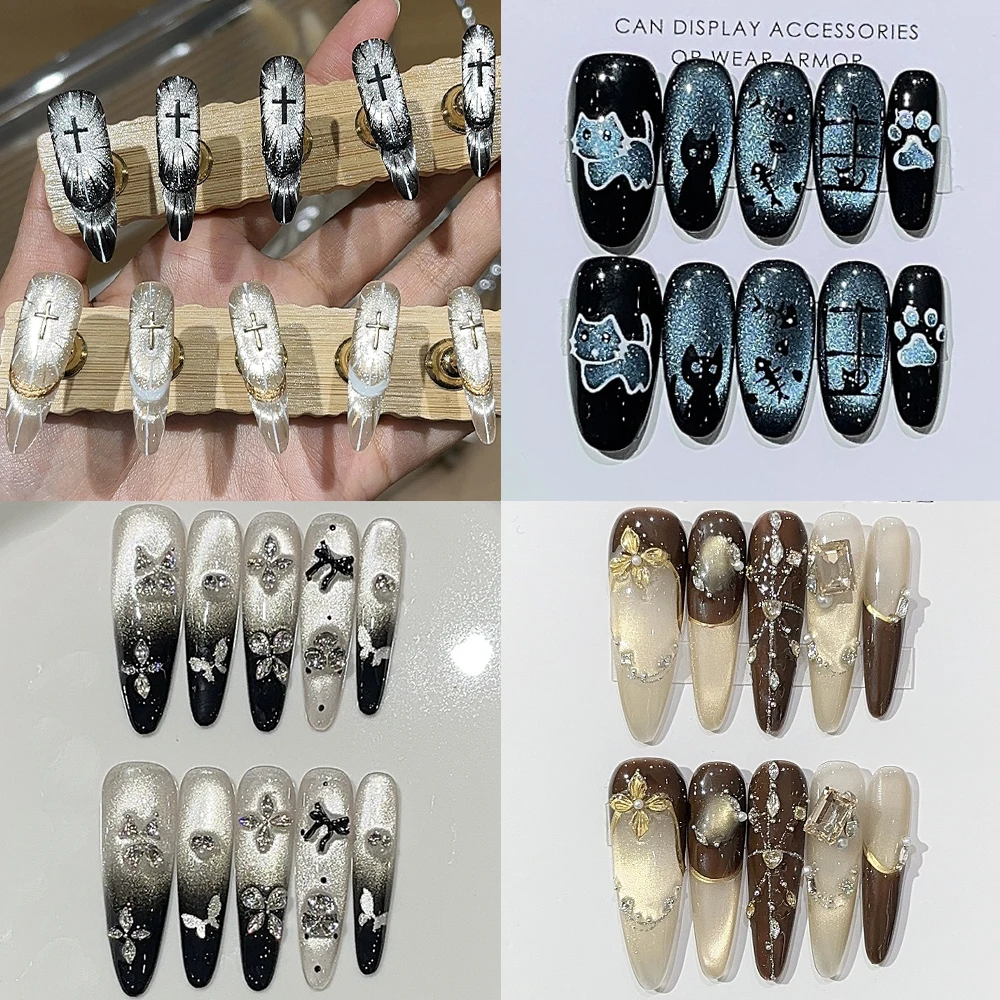 Gentle Elegant Cat Eyes Long Stiletto Handmade French Full Cover Nail Beautiful Rhinestone Pearl Flowers Butterfly Press On Nail
Gentle Elegant Cat Eyes Long Stiletto Handmade French Full Cover Nail Beautiful Rhinestone Pearl Flowers Butterfly Press On Nail
