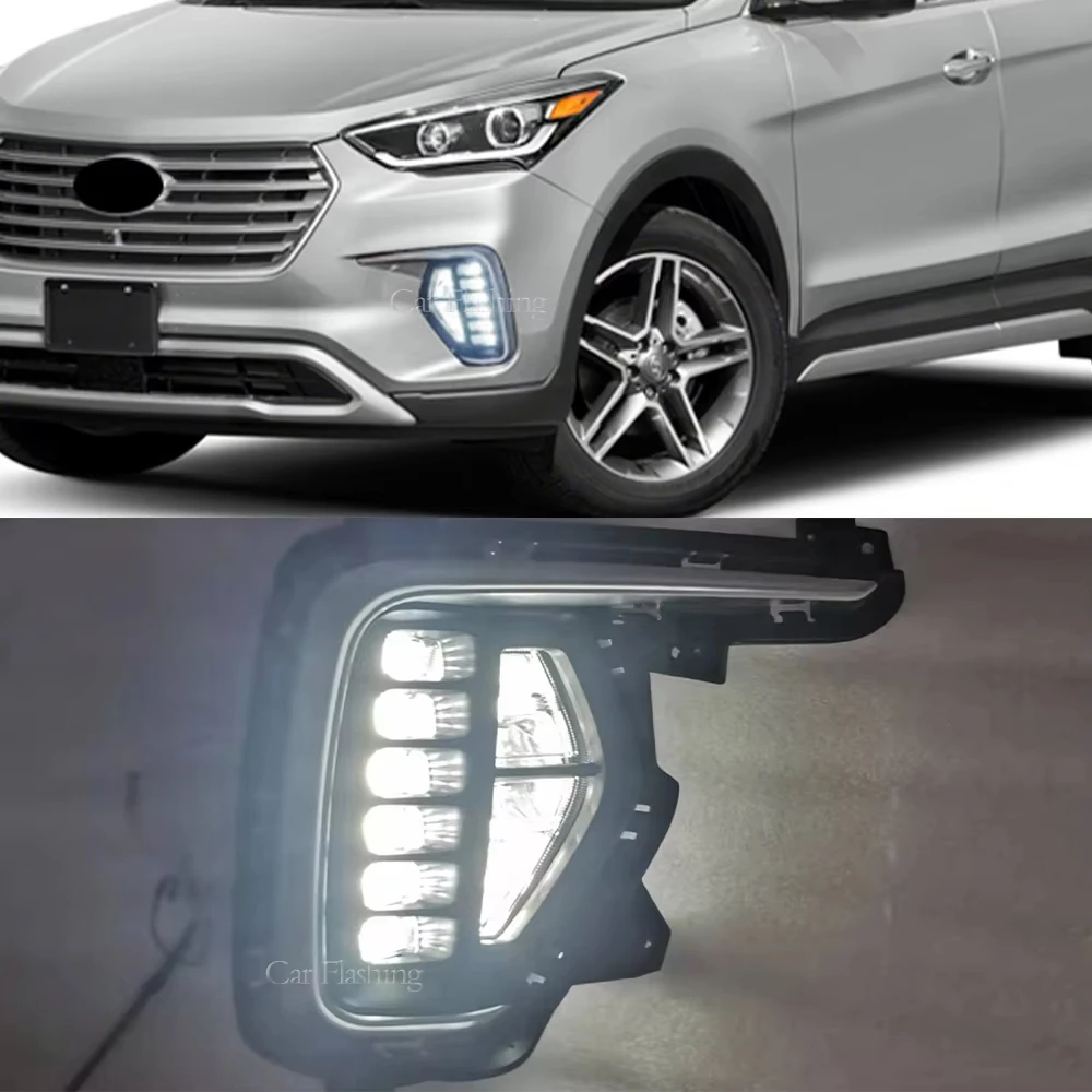 2Pcs LED DRL Fog lamp For Hyundai Santa Fe 2017 2018 2019 Daytime Running Light front bumper Fog Lights Lamp driving lamp
2Pcs LED DRL Fog lamp For Hyundai Santa Fe 2017 2018 2019 Daytime Running Light front bumper Fog Lights Lamp driving lamp