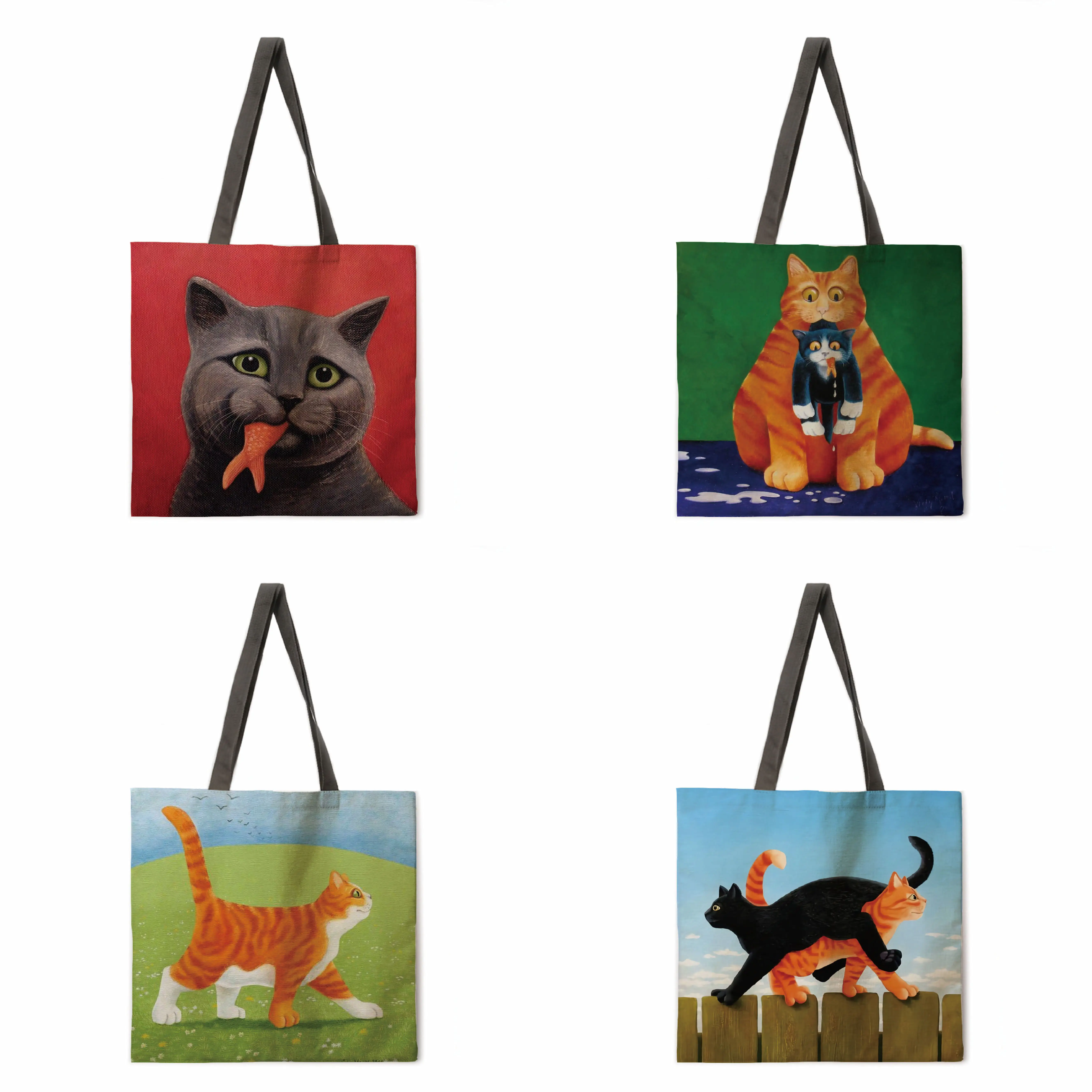 Oil painting cat linen bag handbag light shoulder bag large capacity eco-friendly shopping bag tote bag
Oil painting cat linen bag handbag light shoulder bag large capacity eco-friendly shopping bag tote bag