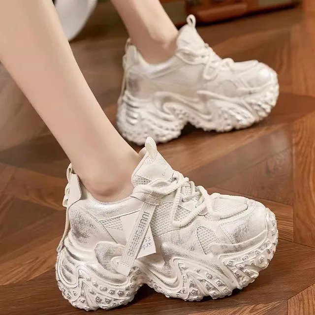 Women's Sport Shoes Mesh Upper Genuine Leather Dad Shoes Thick Bottom Net Surface Fashionable Casual Shoes Spring Season
Women's Sport Shoes Mesh Upper Genuine Leather Dad Shoes Thick Bottom Net Surface Fashionable Casual Shoes Spring Season
