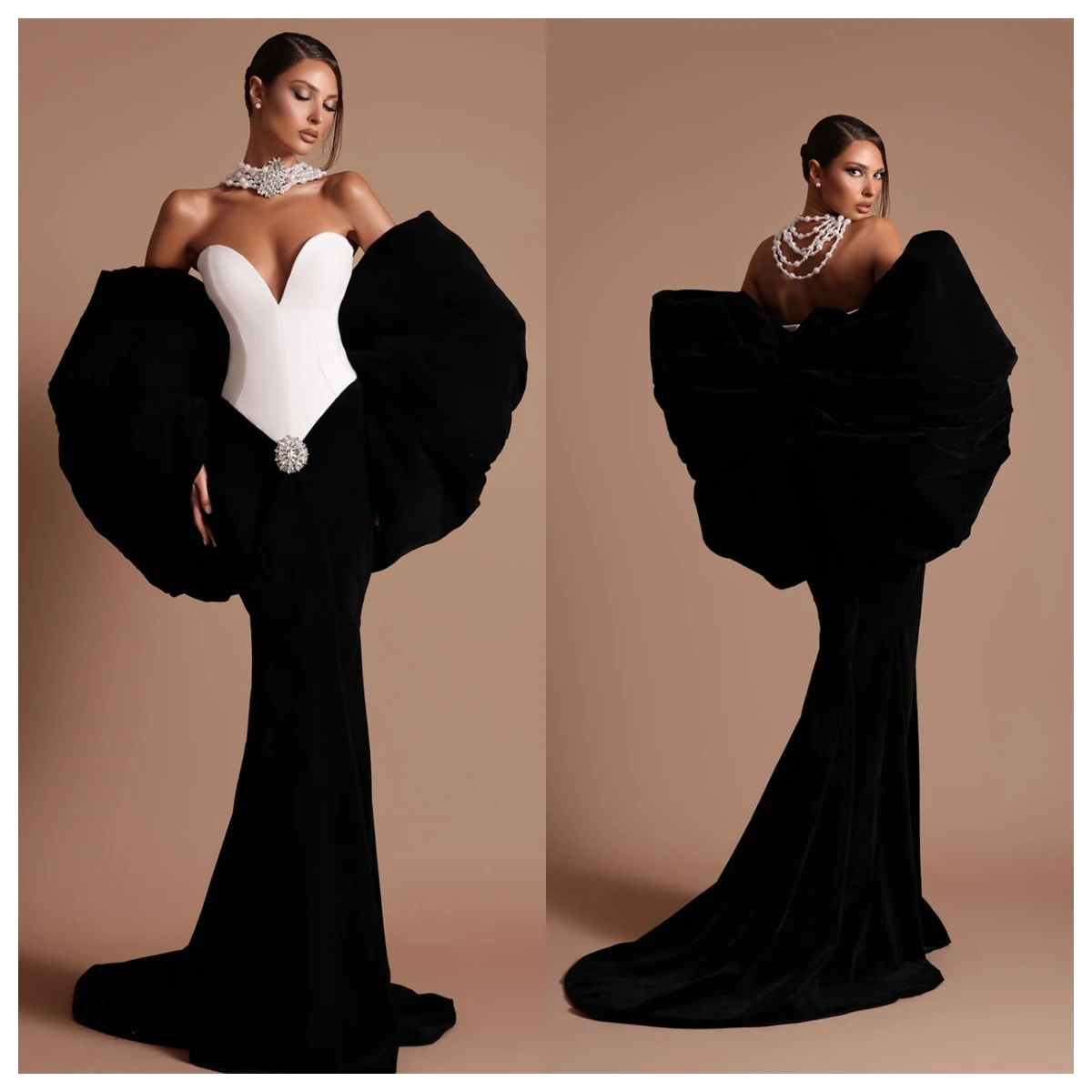 Customized High Quality Black Velvet Evening Dress Mermaid Strapless Detachable Sleeve Celebrity Gowns Bespoke Occasio
Customized High Quality Black Velvet Evening Dress Mermaid Strapless Detachable Sleeve Celebrity Gowns Bespoke Occasio