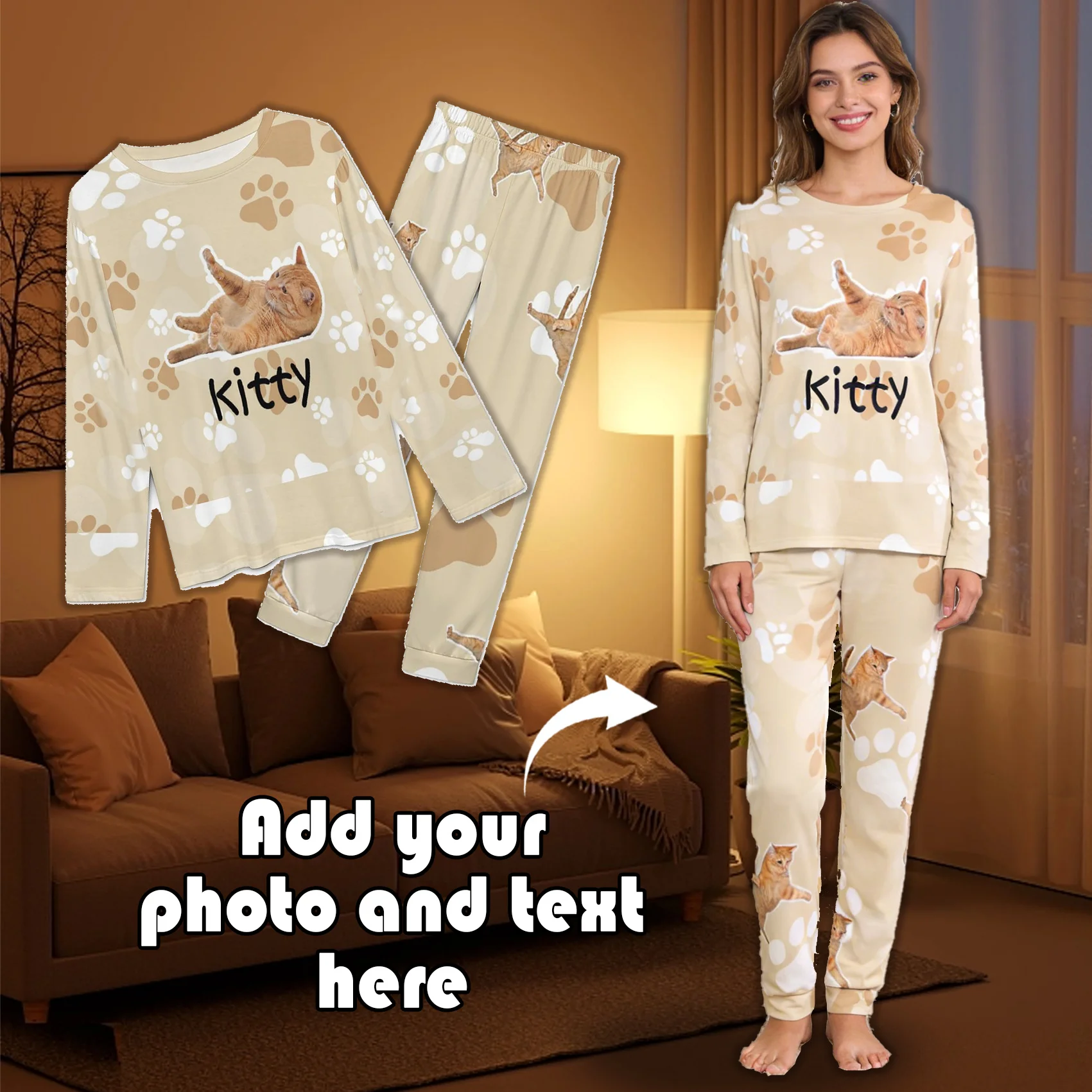 Custom Crew Neck Pajama Set Personalized Images and Text Gifts Couples Spouses Friends Pets Family
Custom Crew Neck Pajama Set Personalized Images and Text Gifts Couples Spouses Friends Pets Family