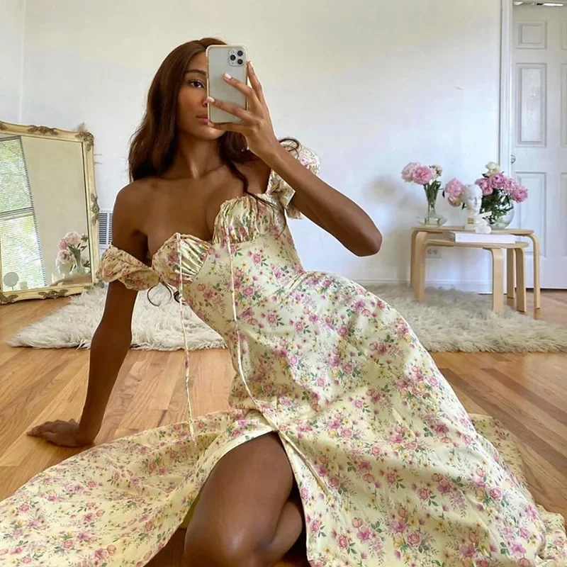 European and American women's long women's new dress summer short sleeved French fresh floral skirt square neck dress YBF13-3
European and American women's long women's new dress summer short sleeved French fresh floral skirt square neck dress YBF13-3