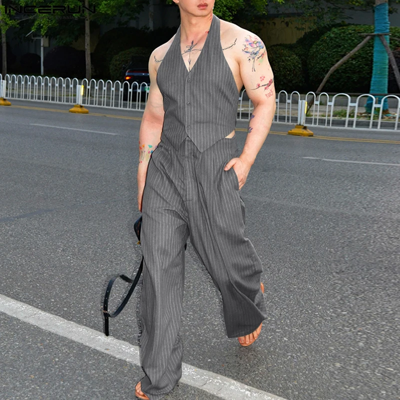 Men Sets Striped V Neck Sleeveless Crop Tops Vests & Pants Two Pieces Sets 2025 Streetwear Fashion Men's Casual Suits INCERUN
Men Sets Striped V Neck Sleeveless Crop Tops Vests & Pants Two Pieces Sets 2025 Streetwear Fashion Men's Casual Suits INCERUN