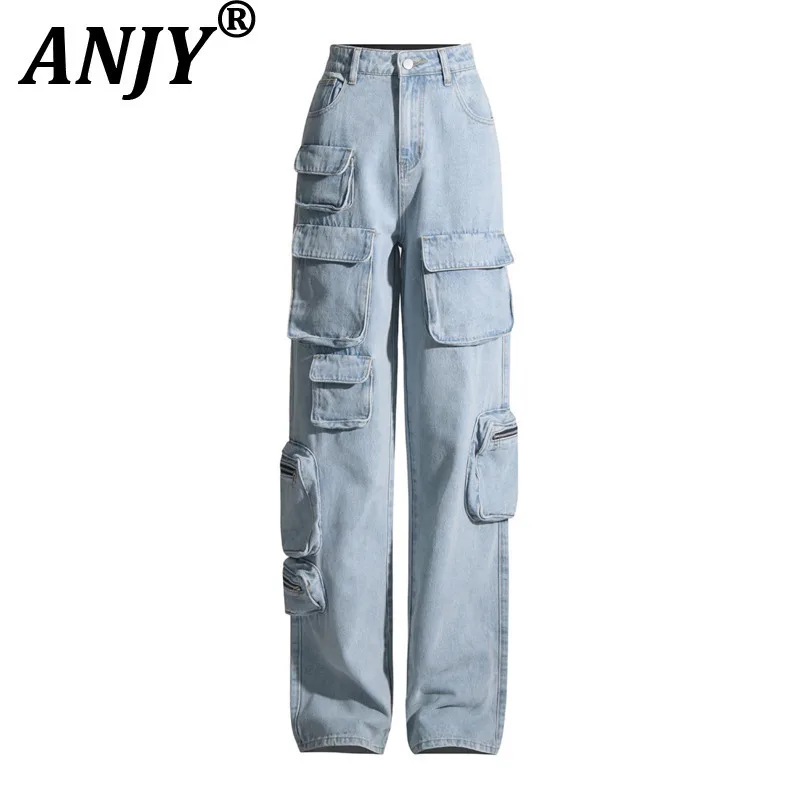 ANJY Autumn New Women Safari Style Streetwear Hip Hop Jeans Casual Versatile Ins Fashion Multi-Pocket Straight Denim Pants A7154
ANJY Autumn New Women Safari Style Streetwear Hip Hop Jeans Casual Versatile Ins Fashion Multi-Pocket Straight Denim Pants A7154