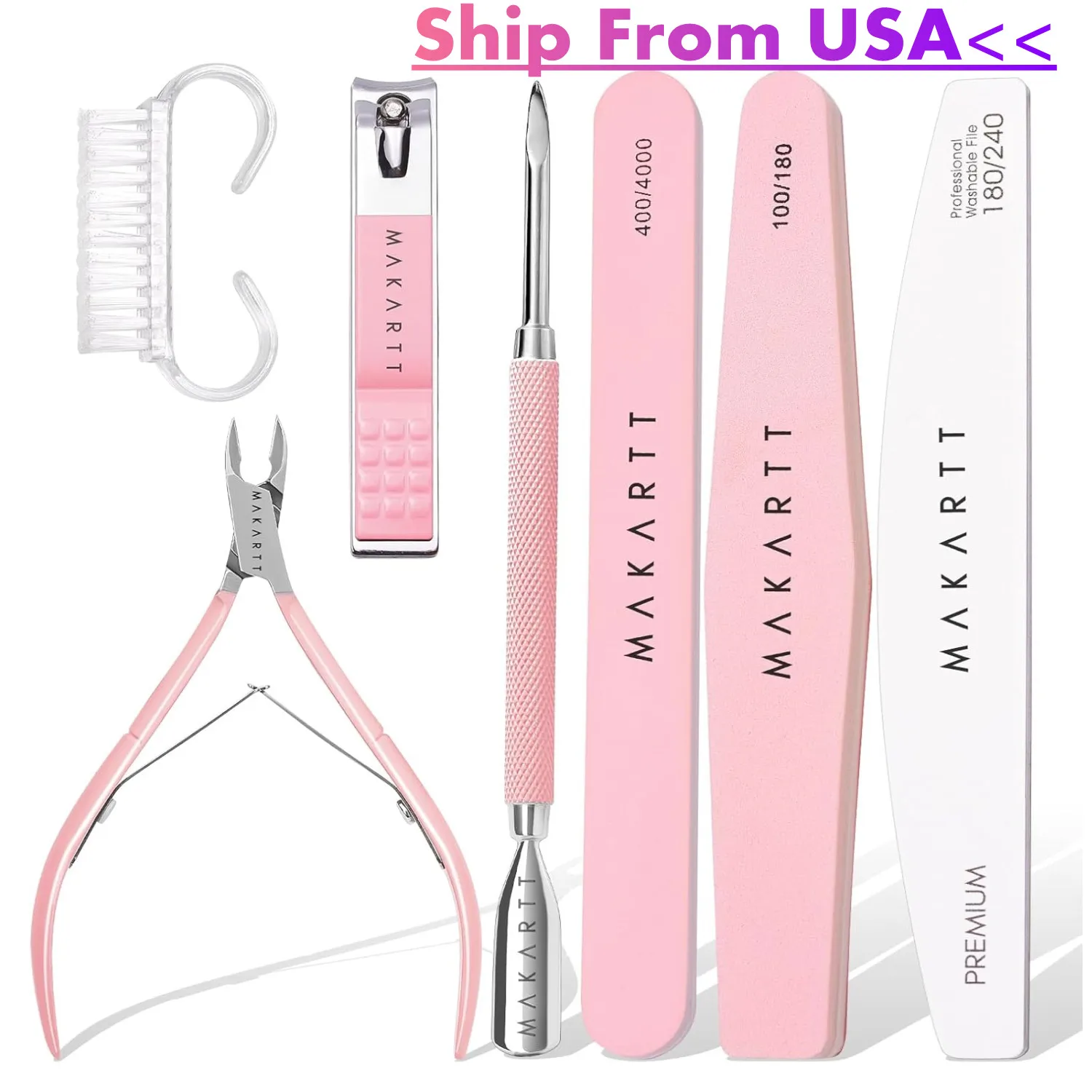 Makartt Nail File and Buffer Set, Pink Basic Prep Kit with Cuticle Clipper, Trimmer, Pusher, Brush, Manicure Care Kit
Makartt Nail File and Buffer Set, Pink Basic Prep Kit with Cuticle Clipper, Trimmer, Pusher, Brush, Manicure Care Kit