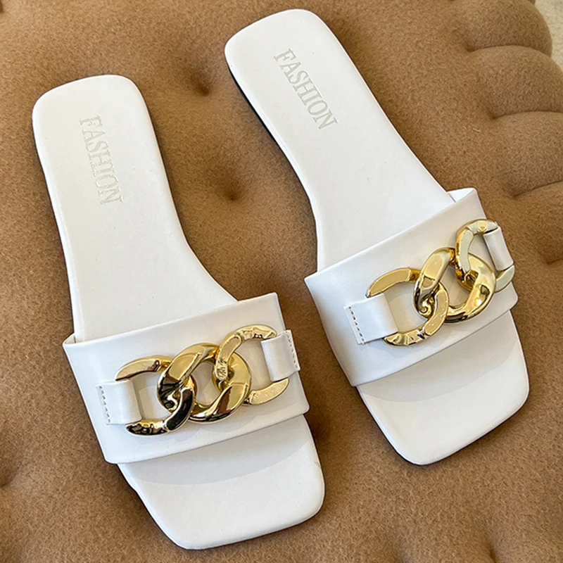 Chain Women Summer Slippers Flat Outdoor Slides Women Sandals 2024 New Fashion Luxury Design Ladies Beach Flip Flops Big Size 42
Chain Women Summer Slippers Flat Outdoor Slides Women Sandals 2024 New Fashion Luxury Design Ladies Beach Flip Flops Big Size 42