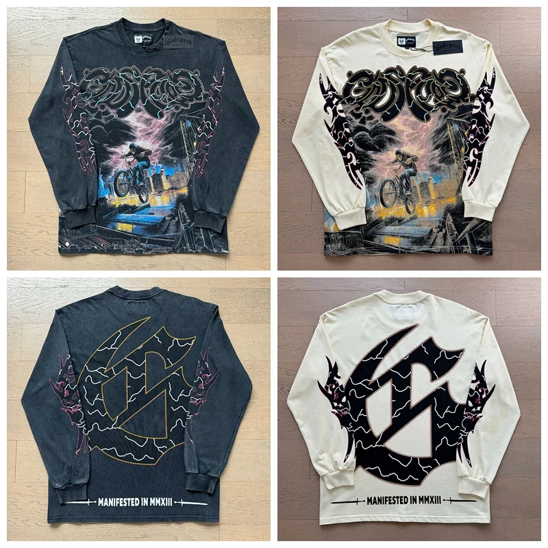 Godspeed горный велосипед череп с буквенным принтом Waed винтажная мужская и женская длинная футболка Sve American Sle круглый повседневный топ
Godspeed горный велосипед череп с буквенным принтом Waed винтажная мужская и женская длинная футболка Sve American Sle круглый повседневный топ