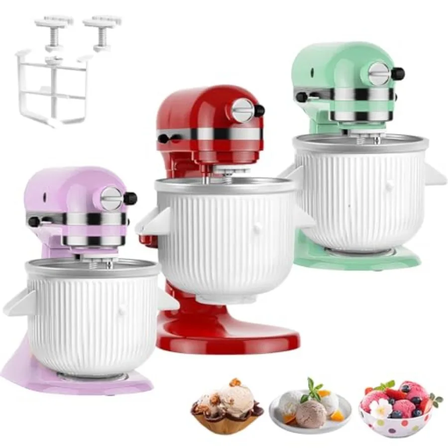 Ice Cream Maker Attachment: For KitchenAid Stand Mixer, Fits 4.5/5QT/6QT/7QT Models. 2 Quart Capacity, Makes Frozen Yogurt and
Ice Cream Maker Attachment: For KitchenAid Stand Mixer, Fits 4.5/5QT/6QT/7QT Models. 2 Quart Capacity, Makes Frozen Yogurt and