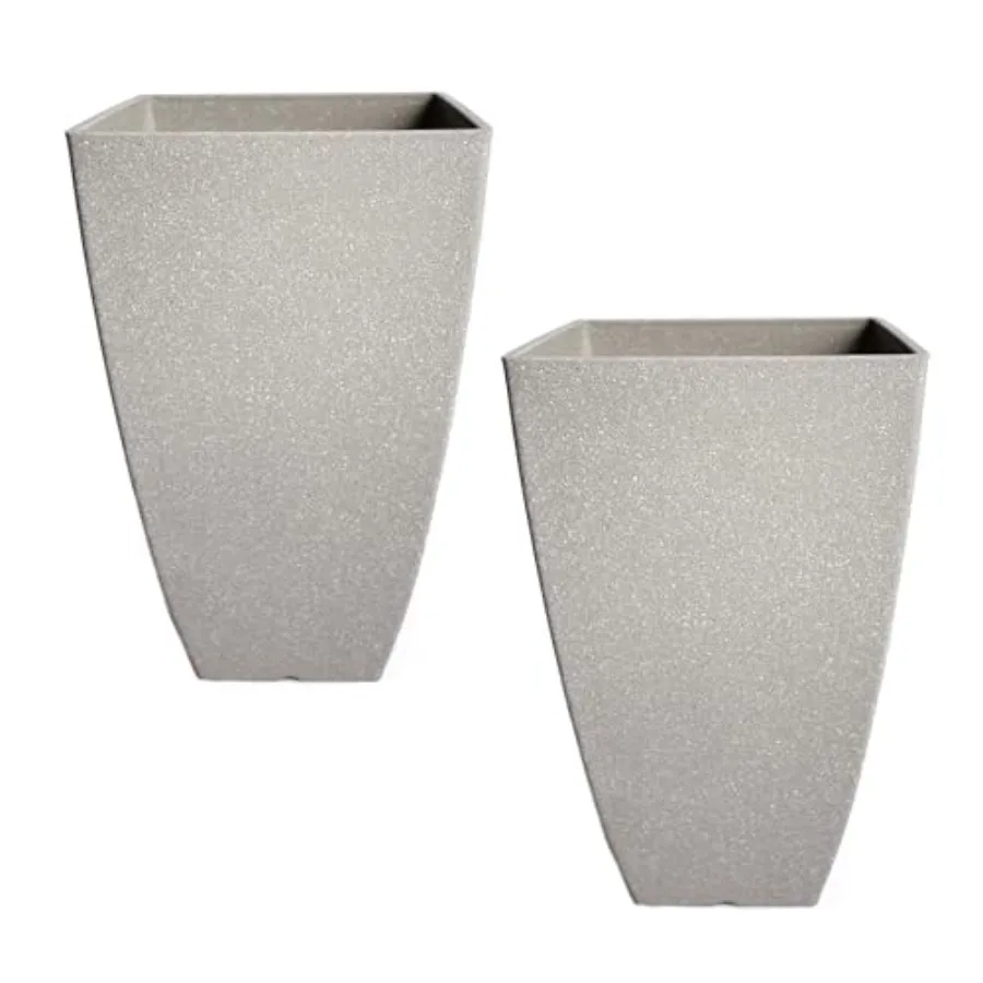 Plant Pots 2 Pack - Indoor/Outdoor Home Decor - Weather-Resistant Grey Concrete Square Planters - Lightweight 22 Inches Tall fo
Plant Pots 2 Pack - Indoor/Outdoor Home Decor - Weather-Resistant Grey Concrete Square Planters - Lightweight 22 Inches Tall fo
