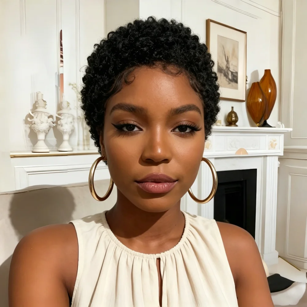 Short Curly Human Hair Wig, Natural Black Woolly Curly Pixie Cut Human Hair Wigs for Women, full machine made Short Curly Human
Short Curly Human Hair Wig, Natural Black Woolly Curly Pixie Cut Human Hair Wigs for Women, full machine made Short Curly Human