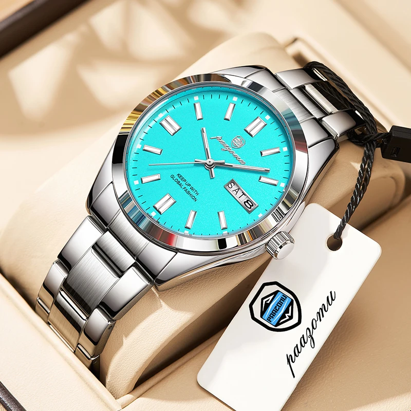PAAZOMU Authentic Fashion Men Quartz Watch Waterproof Luminous Date Week Stainless Steel Casual Male Wrist Clock Reloj Hombre
PAAZOMU Authentic Fashion Men Quartz Watch Waterproof Luminous Date Week Stainless Steel Casual Male Wrist Clock Reloj Hombre