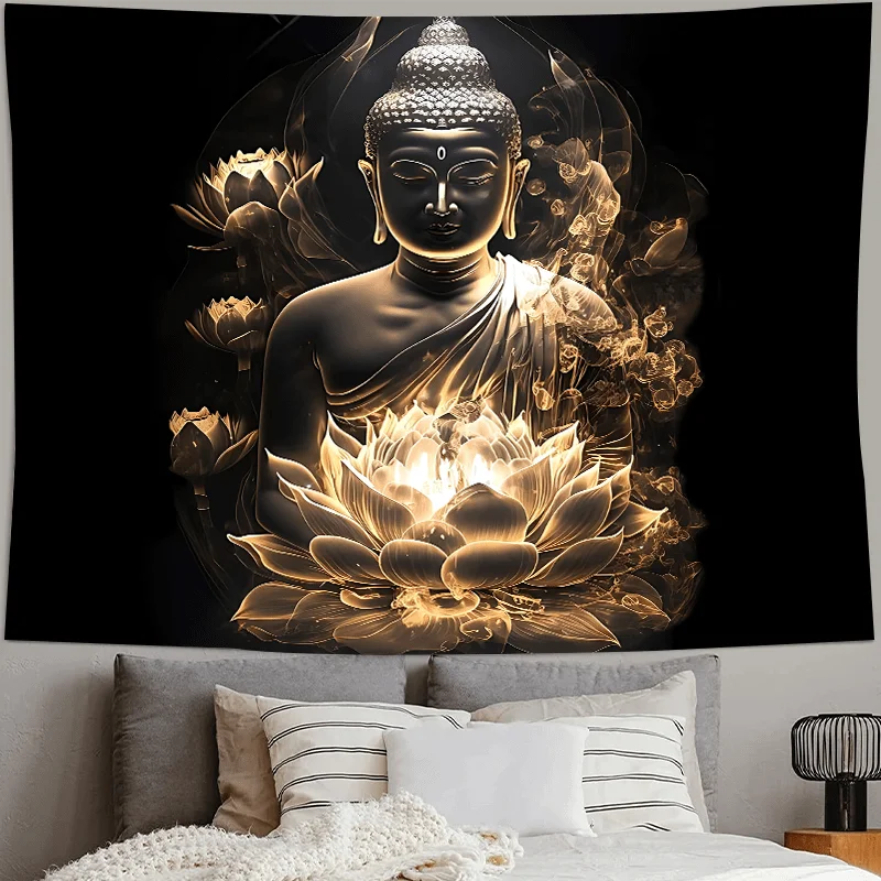 Polyester Fiber Buddha Statue and Lotus Wall Hanging for Room Decoration Wall Hanging Suitable for Living Room Bedroom Dormitory 
Polyester Fiber Buddha Statue and Lotus Wall Hanging for Room Decoration Wall Hanging Suitable for Living Room Bedroom Dormitory