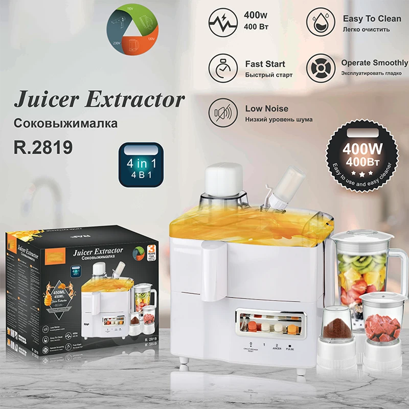 Four-in-one food processor, fruit and vegetable juicer, multifunctional health juicer, household fruit blender
Four-in-one food processor, fruit and vegetable juicer, multifunctional health juicer, household fruit blender