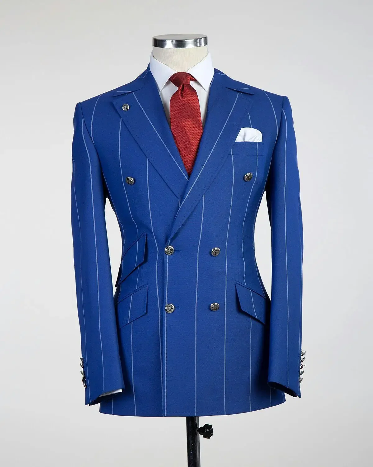 Blue Stripe Men’s Suits Tuxedos Peaked Lapel Groom Double Breasted Wedding Blazer Trousers Formal Prom Party Coat(Jacket+Pants)
Blue Stripe Men’s Suits Tuxedos Peaked Lapel Groom Double Breasted Wedding Blazer Trousers Formal Prom Party Coat(Jacket+Pants)