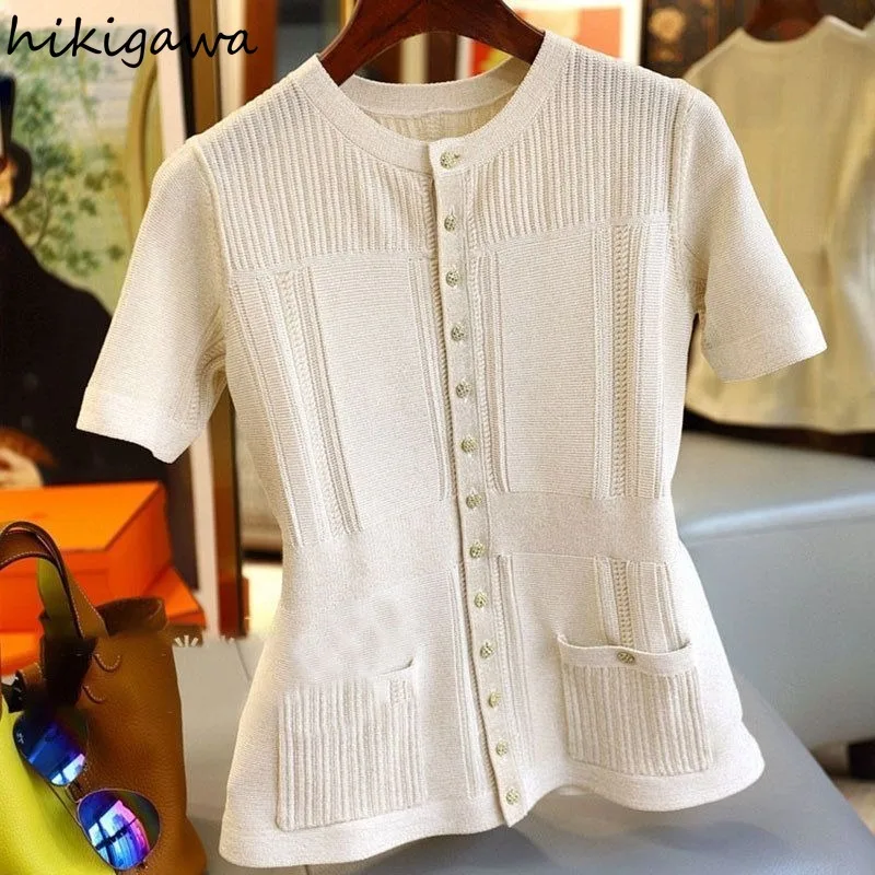 Slim Waist Solid Color Sweater Women's Clothing O-neck Short Sleeve Chic Sueter Mujer Vintage Knitting Cardigan Tops Pull Femme
Slim Waist Solid Color Sweater Women's Clothing O-neck Short Sleeve Chic Sueter Mujer Vintage Knitting Cardigan Tops Pull Femme