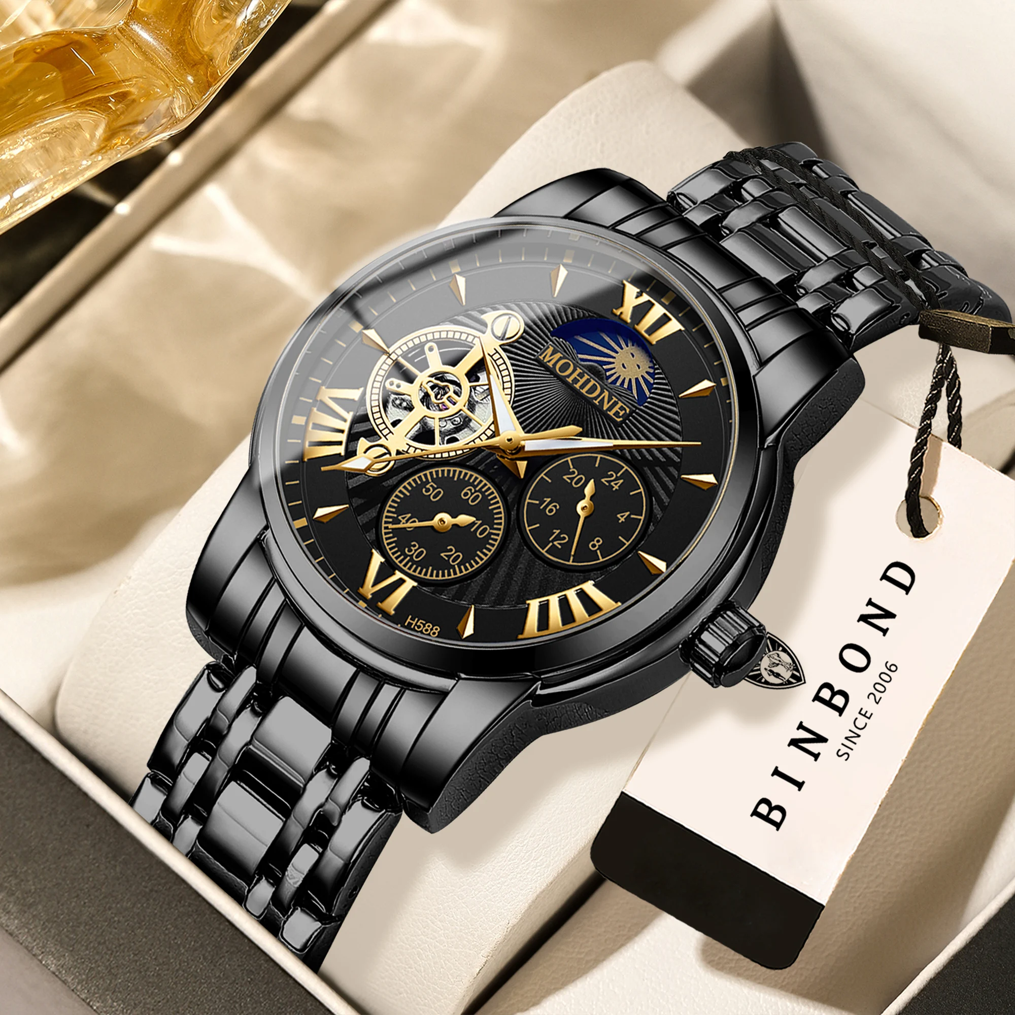 BINBOND Skeleton Reloj Mechanical Wristwatches for Men Luxury Luminous Waterproof Precise Automatic Tourbillon Men's Watch
BINBOND Skeleton Reloj Mechanical Wristwatches for Men Luxury Luminous Waterproof Precise Automatic Tourbillon Men's Watch