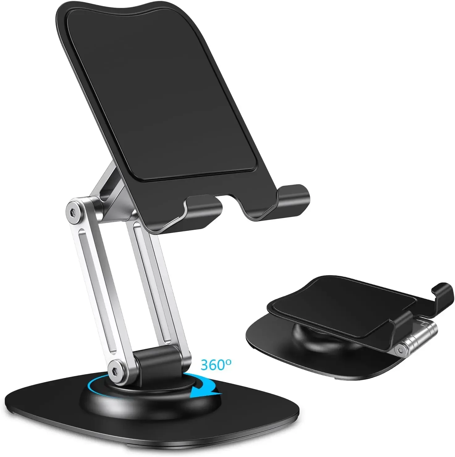 Aluminum Alloy Foldable Desktop Phone Stand with 360° Rotating Metal Base, Foldable and Adjustable Pad/Tablet Holder
Aluminum Alloy Foldable Desktop Phone Stand with 360° Rotating Metal Base, Foldable and Adjustable Pad/Tablet Holder