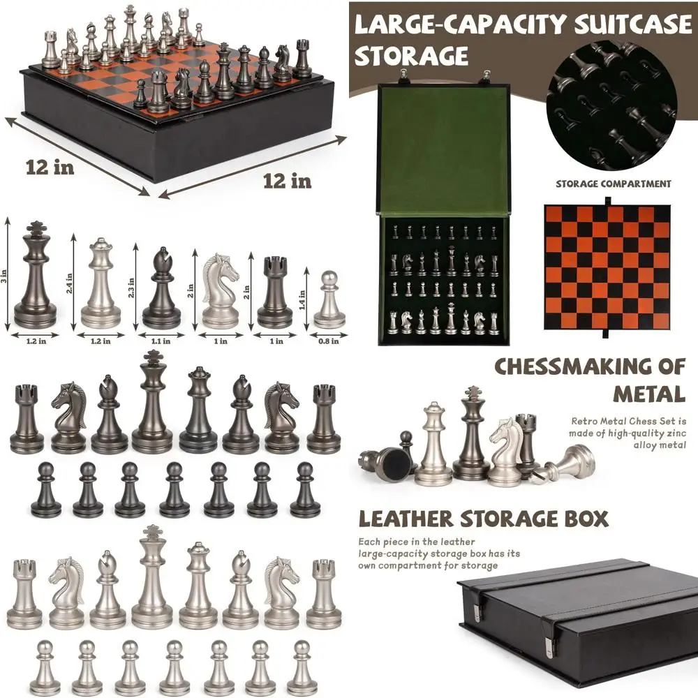 12 кожаных шахматных досок с утяжеленными металлическими деталями — портативный дорожный набор для взрослых и детей, элегантный подарок для любителей шахмат
12 кожаных шахматных досок с утяжеленными металлическими деталями — портативный дорожный набор для взрослых и детей, элегантный подарок для любителей шахмат