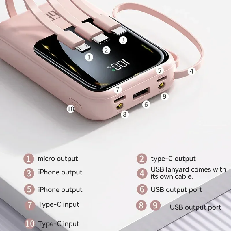 30000mAh Portable Power Bank with 66W SuperCharge, Built-in 4 lines,Digital Display, Compatible with iPhone, Samsung, and Xiaomi
30000mAh Portable Power Bank with 66W SuperCharge, Built-in 4 lines,Digital Display, Compatible with iPhone, Samsung, and Xiaomi