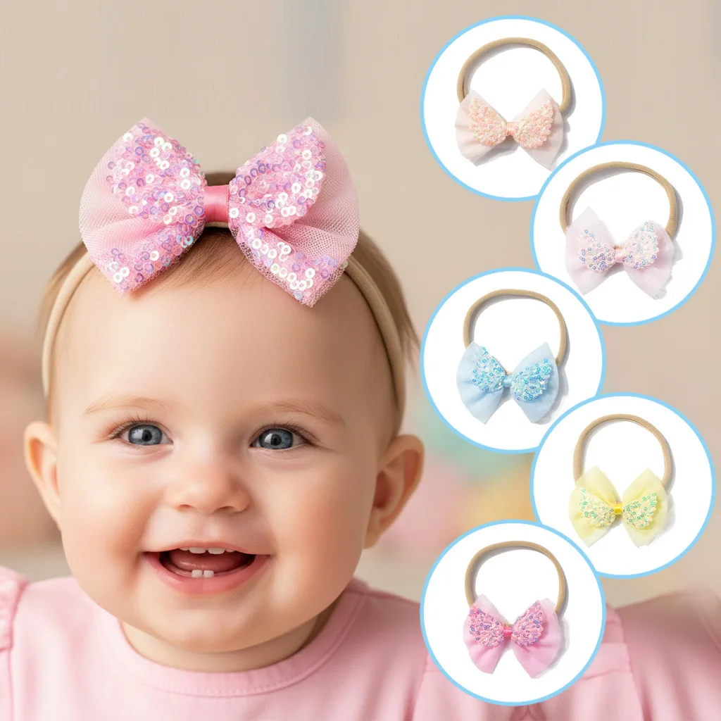 Glitter Sequin Bow Baby Nylon Headband Soft Hair Accessory For Baby Girls Daily Party Photo Gift
Glitter Sequin Bow Baby Nylon Headband Soft Hair Accessory For Baby Girls Daily Party Photo Gift