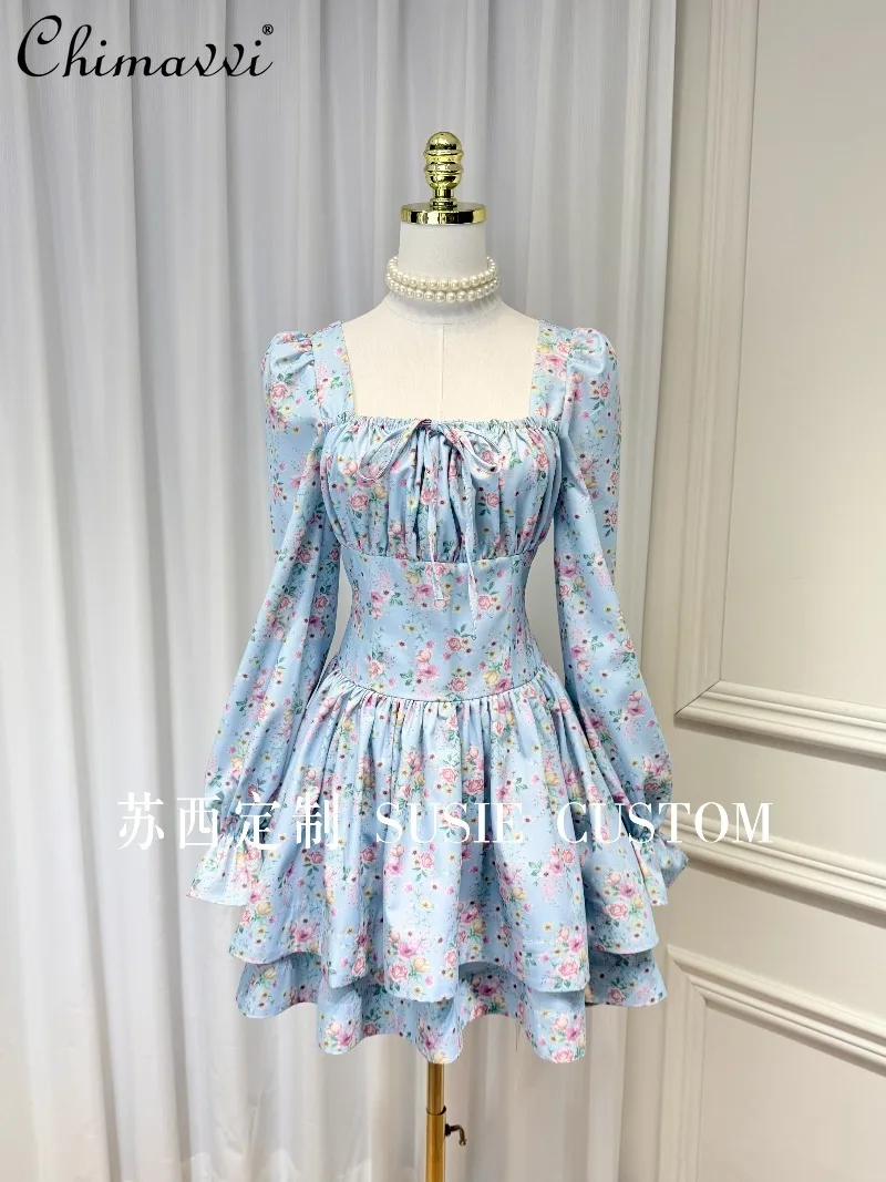 High-end French Retro Floral Square Neck Tie-up Puff Sleeve Dress New Spring Summer Sweet Fairy High-waisted Ruffle Tiered Dress
High-end French Retro Floral Square Neck Tie-up Puff Sleeve Dress New Spring Summer Sweet Fairy High-waisted Ruffle Tiered Dress