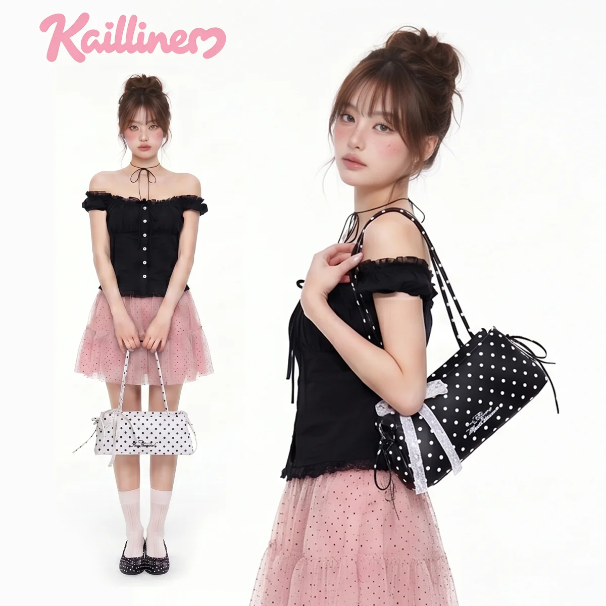 New Polka Dot Shoulder Bag Y2K Ribbons Bow Baguette Underarm Bag Leather Sweet Girl Cute Lolita Retro Korean women bags Handbags
New Polka Dot Shoulder Bag Y2K Ribbons Bow Baguette Underarm Bag Leather Sweet Girl Cute Lolita Retro Korean women bags Handbags