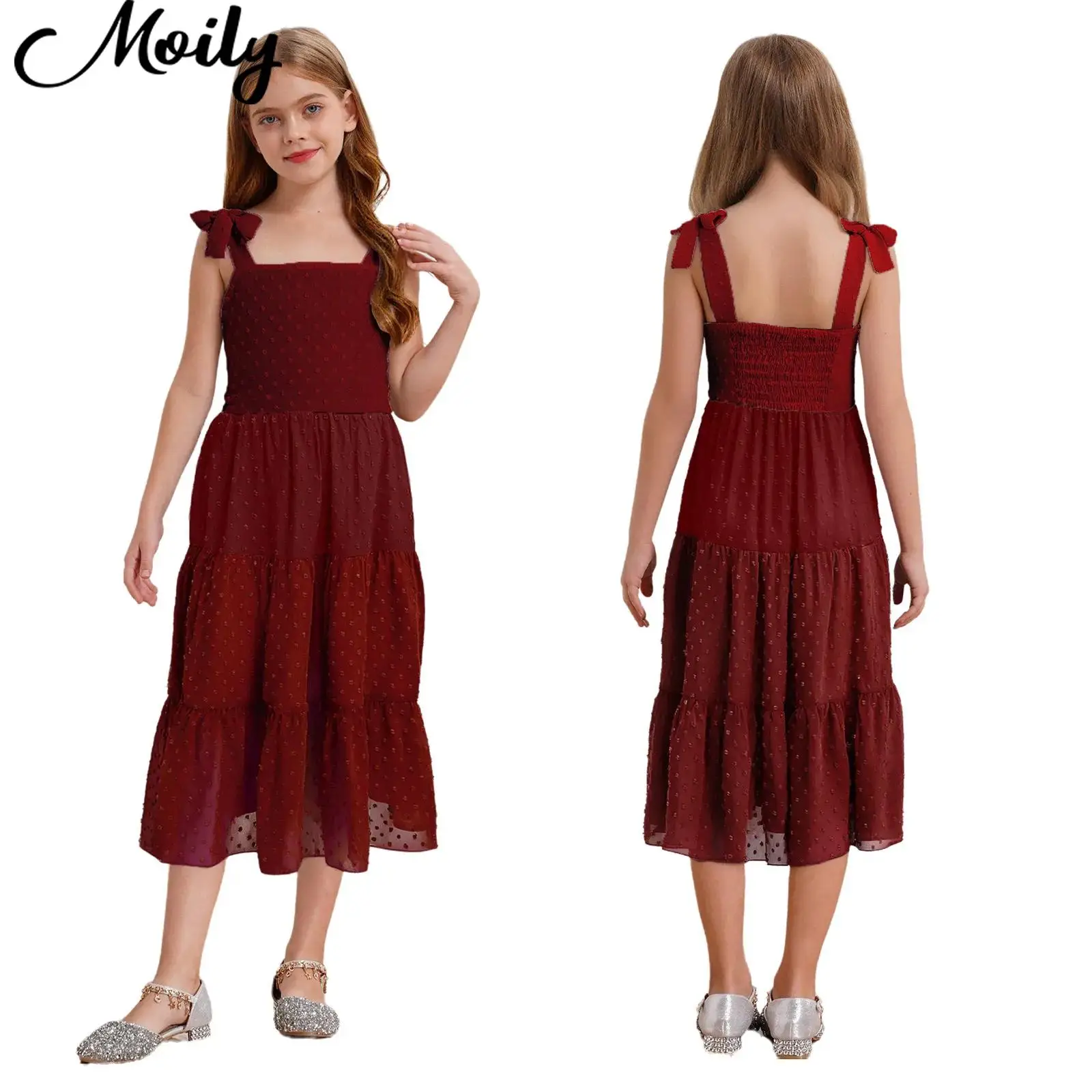 Girls Fashion Dots Tiered Chiffon Dresses Adjustable Self-Tie Shoulder Straps Sundress for Beach Vacation Wedding Birthday Party
Girls Fashion Dots Tiered Chiffon Dresses Adjustable Self-Tie Shoulder Straps Sundress for Beach Vacation Wedding Birthday Party