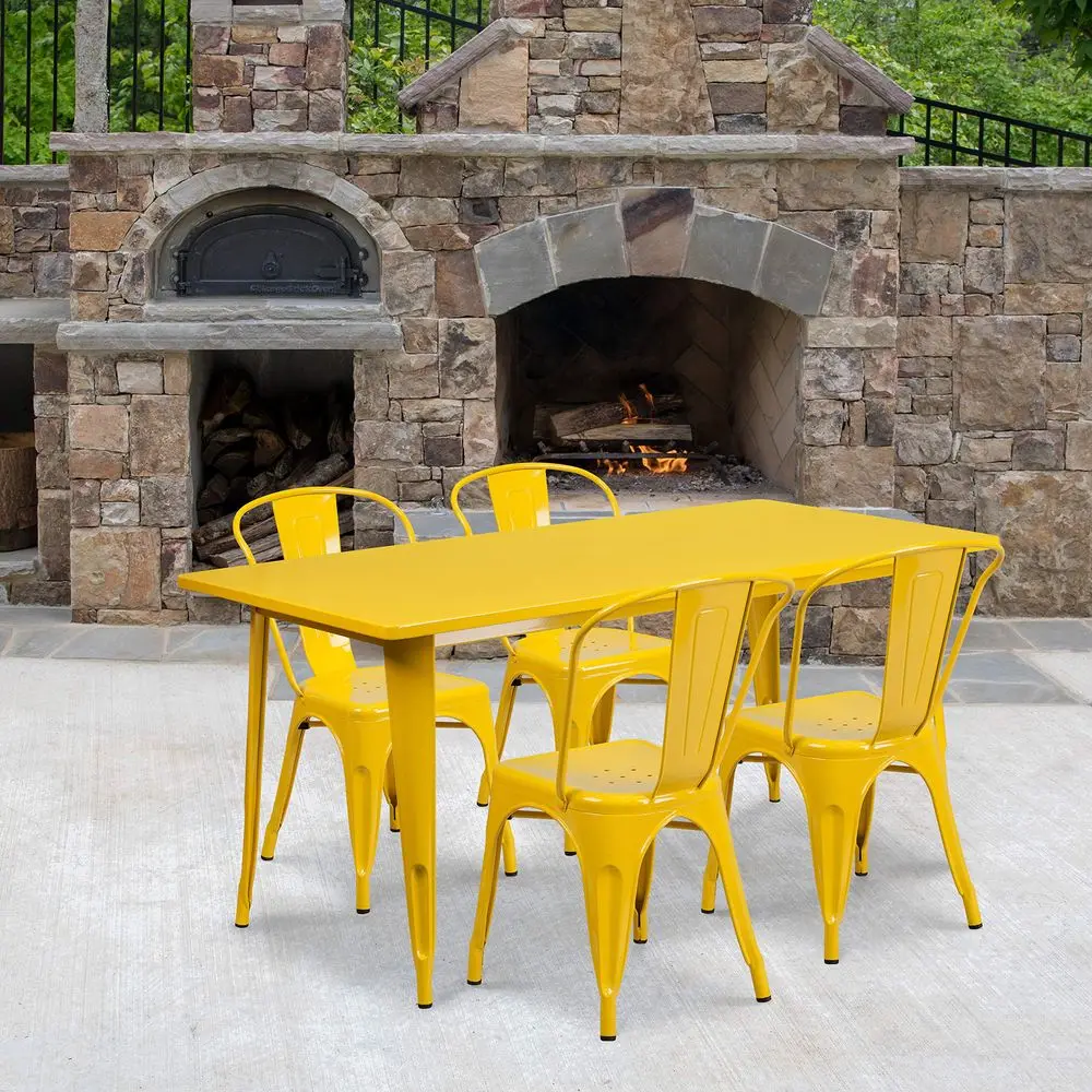 Commercial Rectangular Yellow Metal IndoorOutdoor Table Set4 Stack Chairs
Commercial Rectangular Yellow Metal IndoorOutdoor Table Set4 Stack Chairs