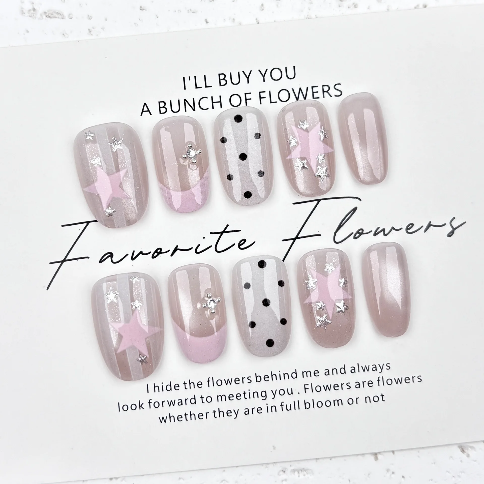 24PCS Soft Pink Star Polka Dot Press on Nails Sweet Cute Rhinestone French Tip False Nails Almond for Daily Casual Acrylic Nails
24PCS Soft Pink Star Polka Dot Press on Nails Sweet Cute Rhinestone French Tip False Nails Almond for Daily Casual Acrylic Nails