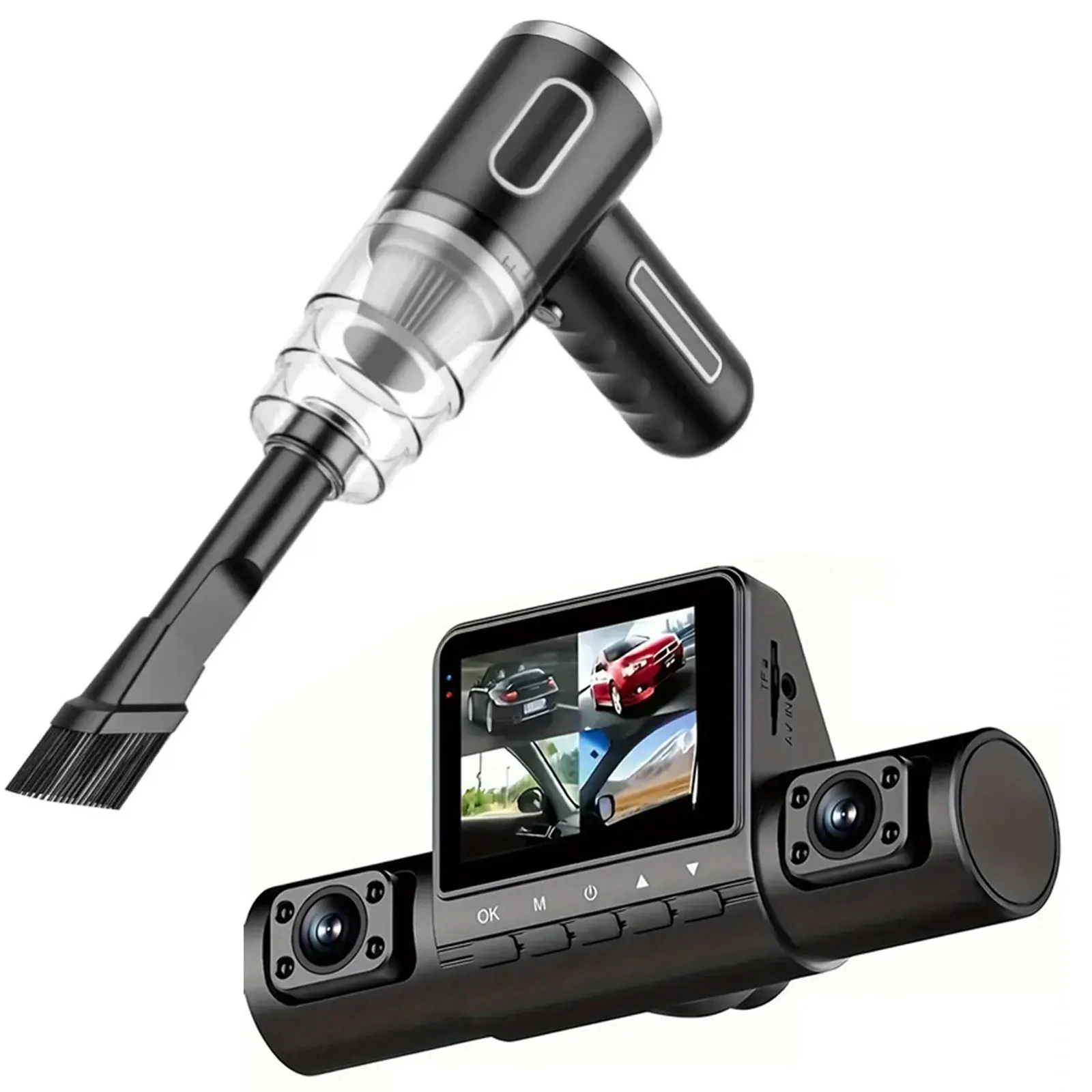 4-Lens 1080P Dash Cam 360° Surround View & 5500Pa Cordless Car Vacuum Cleaner, 3.16" IPS Screen DVR with Night Vision, G-Sensor, Loop Recording & Strong Suction Wireless Handheld Vacuum for Auto Interior Cleaning, Essential Safety & Maintenance Car Bundle
4-Lens 1080P Dash Cam 360° Surround View & 5500Pa Cordless Car Vacuum Cleaner, 3.16" IPS Screen DVR with Night Vision, G-Sensor, Loop Recording & Strong Suction Wireless Handheld Vacuum for Auto Interior Cleaning, Essential Safety & Maintenance Car Bundle