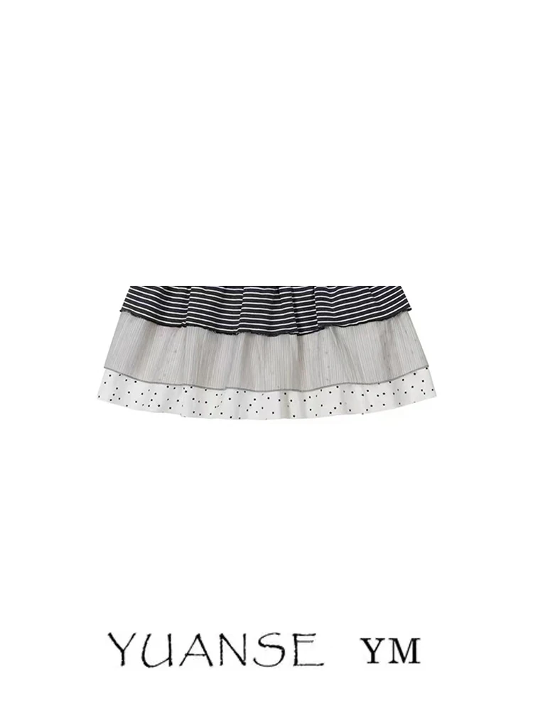 High Waist A-Line Skirt Women's Summer Pleated Stripe Splice Cake Skirt Korean Sle Baking Sweet ort Skirt
High Waist A-Line Skirt Women's Summer Pleated Stripe Splice Cake Skirt Korean Sle Baking Sweet ort Skirt