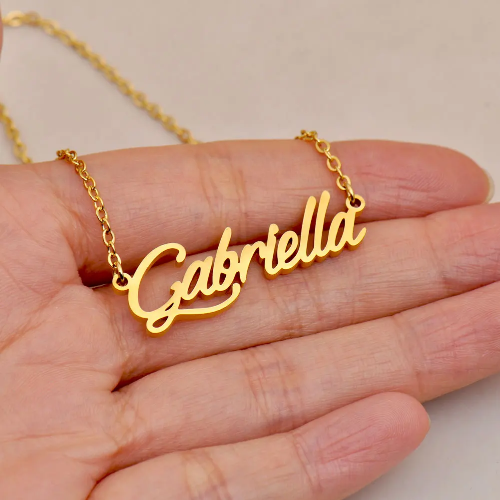 GR859C Gabriella Gold Plated Stainless Steel Pendant Name Necklaces for Women Cursive Letters Chain Chokers Annivesary Gift
GR859C Gabriella Gold Plated Stainless Steel Pendant Name Necklaces for Women Cursive Letters Chain Chokers Annivesary Gift