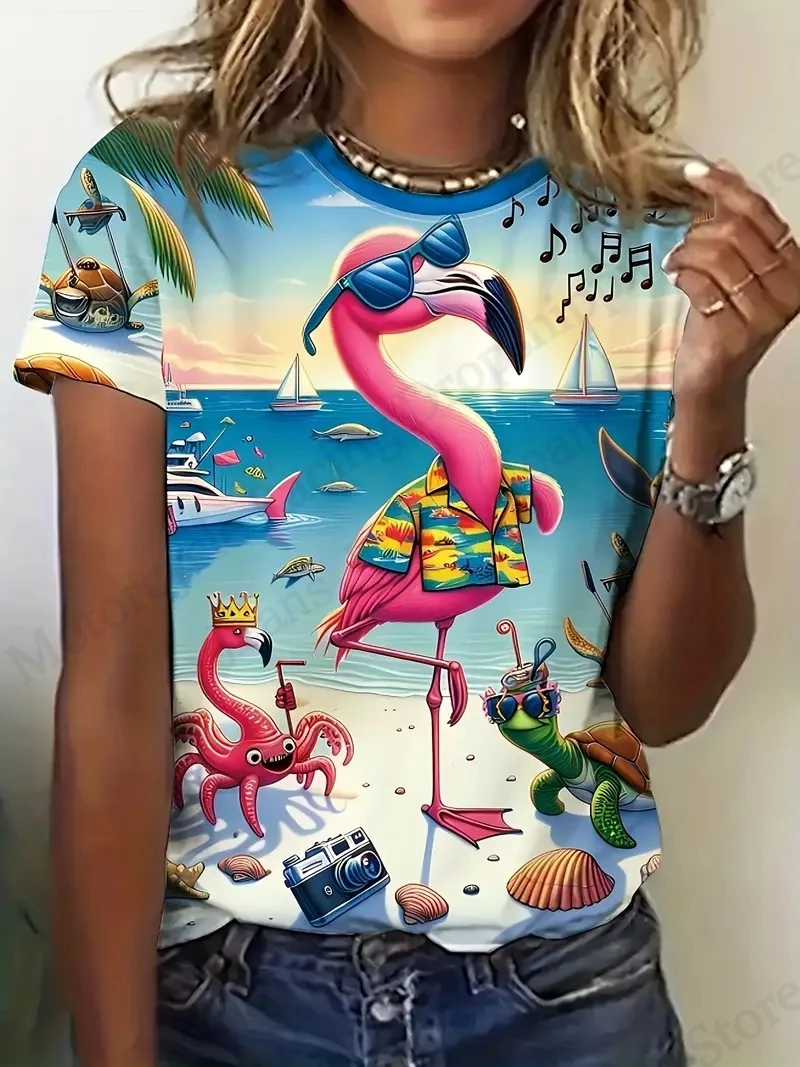 Sea Beach Women T shirt 3D Animal Flamingo Printed T-shirt Women Fashion Casual Oversized Short Sleeve T Shirt Vocation Tops Tee
Sea Beach Women T shirt 3D Animal Flamingo Printed T-shirt Women Fashion Casual Oversized Short Sleeve T Shirt Vocation Tops Tee