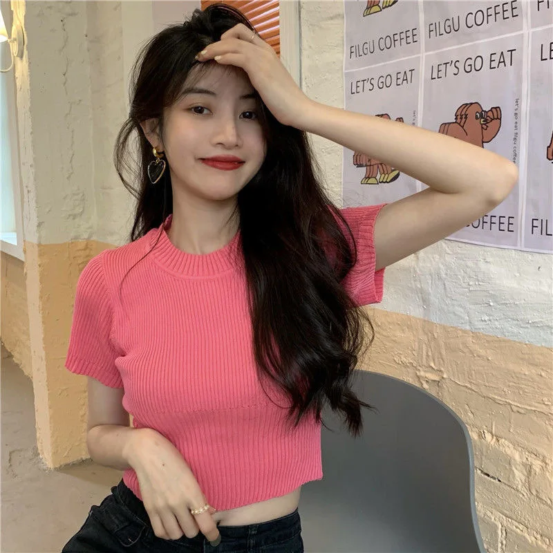 2024 New Ice Silk Slim Fit Sleeve T-Shirt for Women Summer Short Top High Waist Slimming Waist Cinching Knitwear
2024 New Ice Silk Slim Fit Sleeve T-Shirt for Women Summer Short Top High Waist Slimming Waist Cinching Knitwear