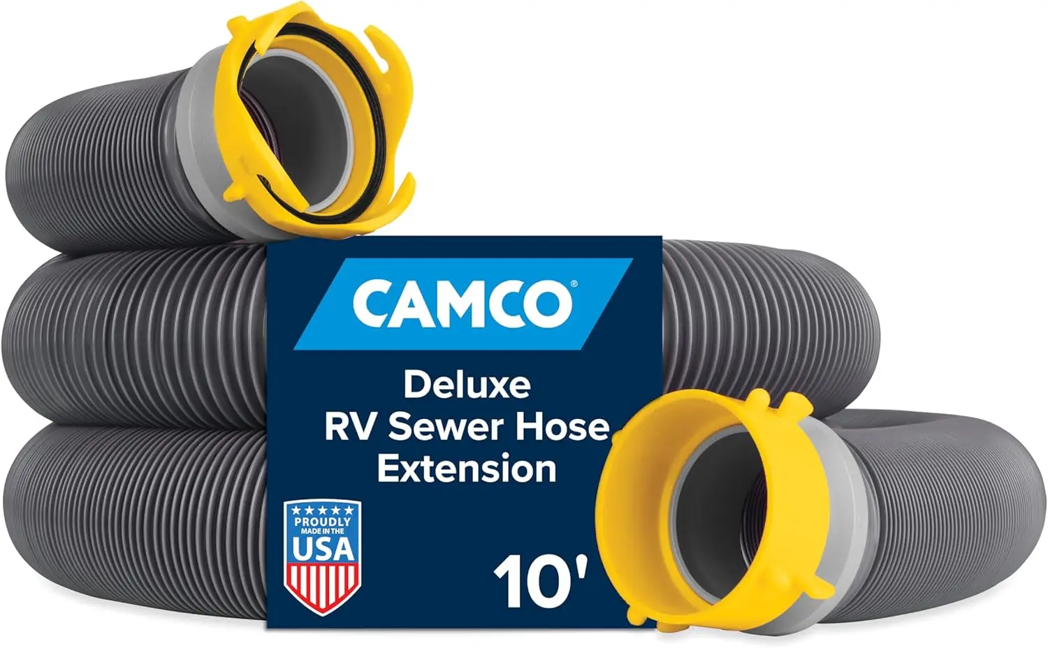 10' RV Sewer Hose Extension, Heavy Duty with Swivel Fittings, Compresses for Easy Storage, Caps Included
10' RV Sewer Hose Extension, Heavy Duty with Swivel Fittings, Compresses for Easy Storage, Caps Included