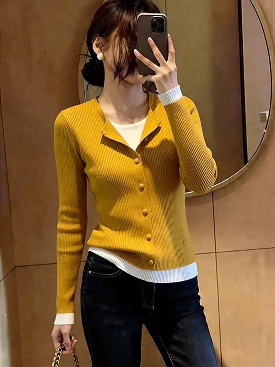 Unique Design Yellow Knitted Short Top Women's round Neck Casual Style Slim Fit Spring Fashionable Ensemble Look Polyester Fiber
Unique Design Yellow Knitted Short Top Women's round Neck Casual Style Slim Fit Spring Fashionable Ensemble Look Polyester Fiber
