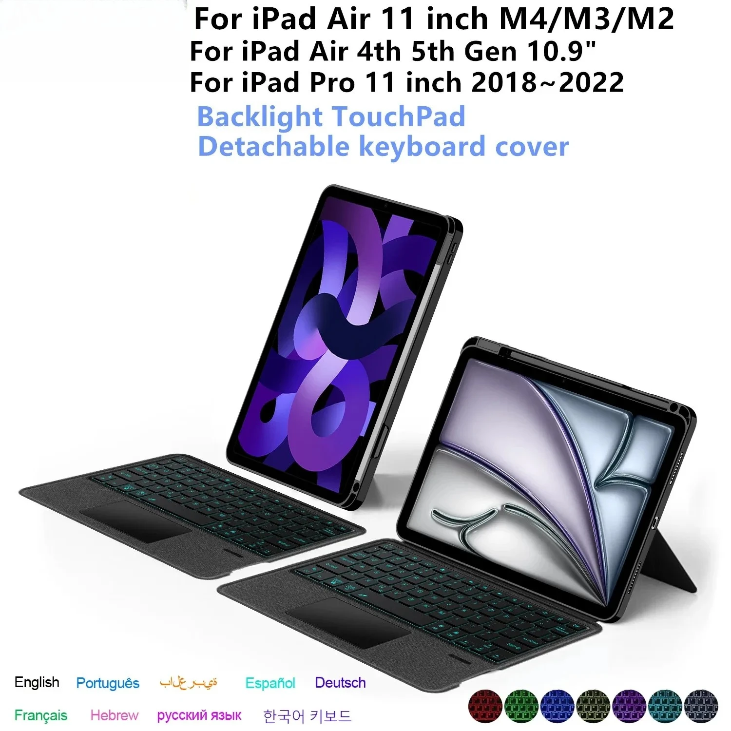Magic Keyboard Folio for iPad Air 11 inch M4 M3 M2 Air 4 5 Pro 11" Tablet Keyboard Case Detachable Book Cover Backlit Trackpad
Magic Keyboard Folio for iPad Air 11 inch M4 M3 M2 Air 4 5 Pro 11" Tablet Keyboard Case Detachable Book Cover Backlit Trackpad