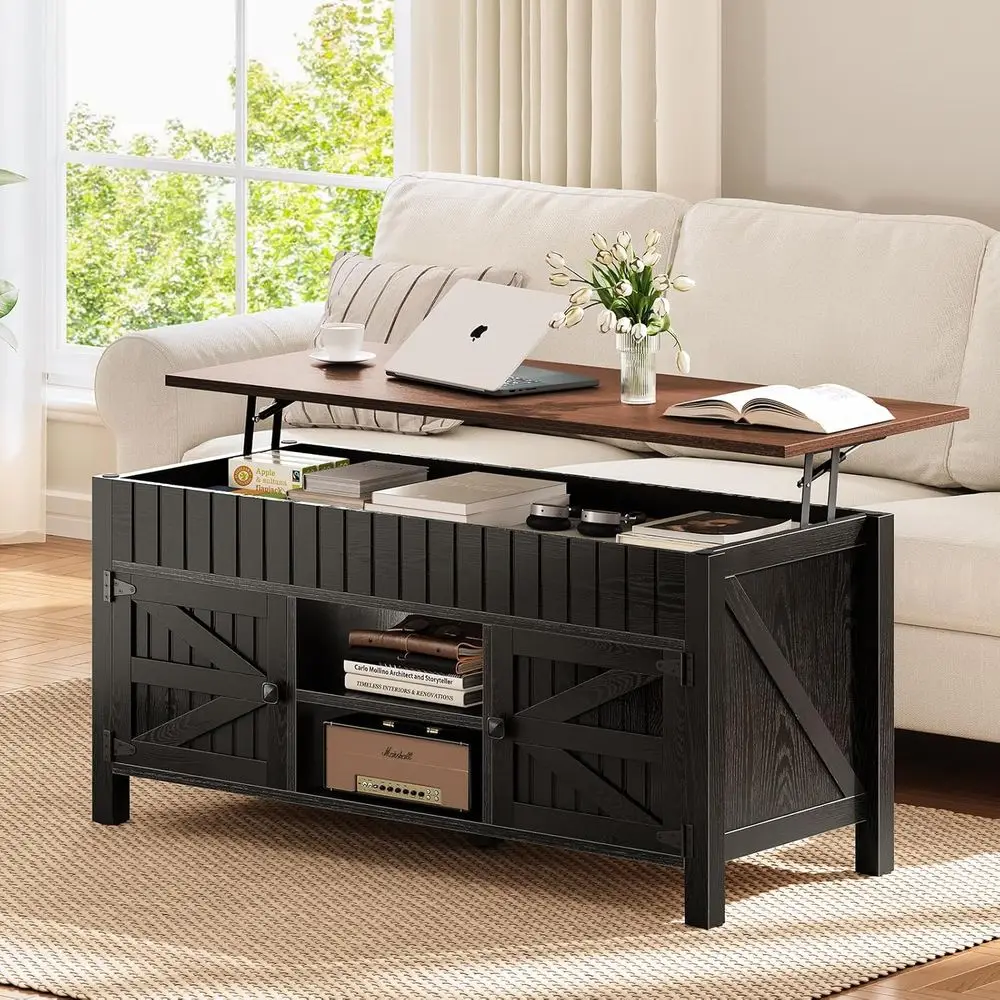 47.3" Lit Top Coee Table with Storage - Black Coee Tables or Living Room, armhouse Wood Center Table, Large Recdle Tables with H
47.3" Lit Top Coee Table with Storage - Black Coee Tables or Living Room, armhouse Wood Center Table, Large Recdle Tables with H