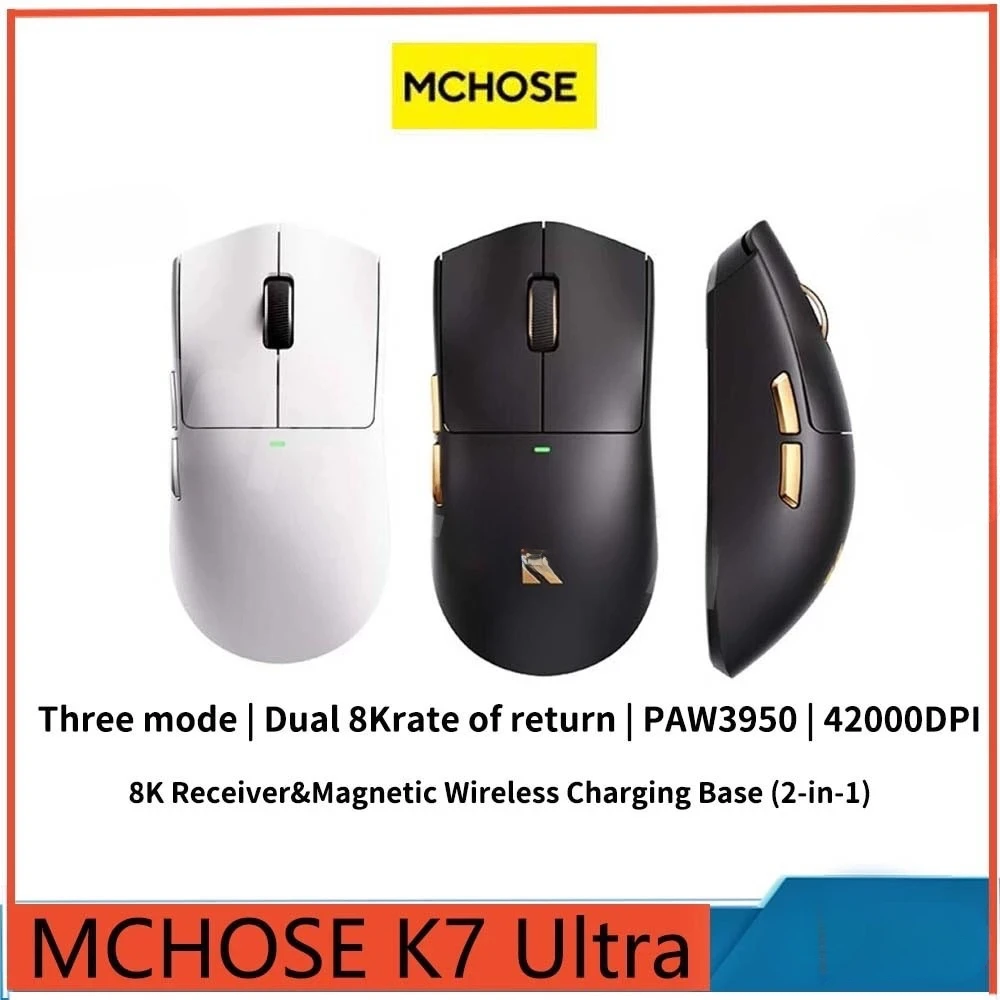 MCHOSE K7 Ultra 4200DPI 750IPS Трехрежимная PAW3950 Легкая двойная беспроводная игровая офисная мышь для киберспорта 8K
MCHOSE K7 Ultra 4200DPI 750IPS Трехрежимная PAW3950 Легкая двойная беспроводная игровая офисная мышь для киберспорта 8K